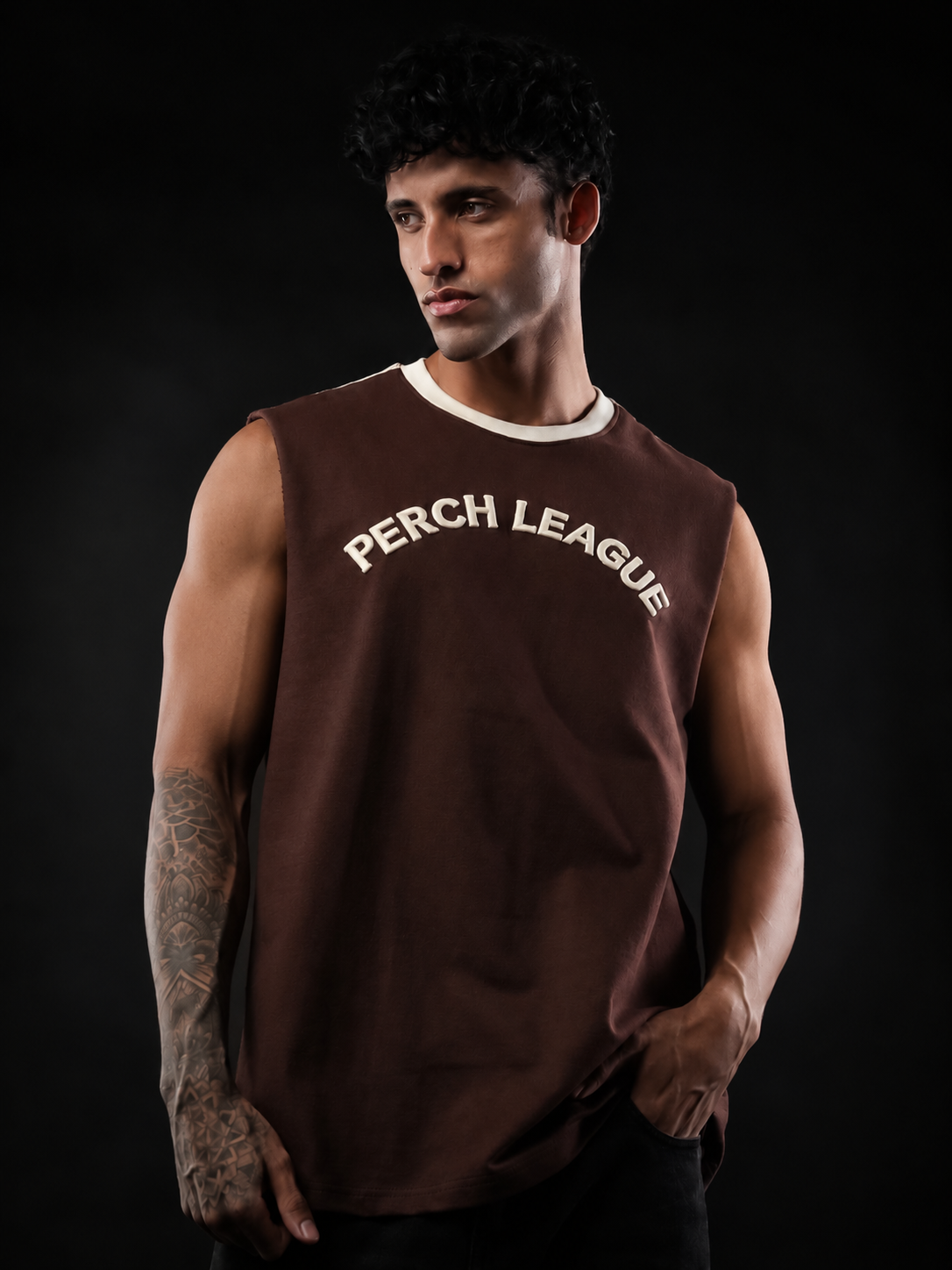 Brown Perch League Cotton Oversized Tank Tshirt