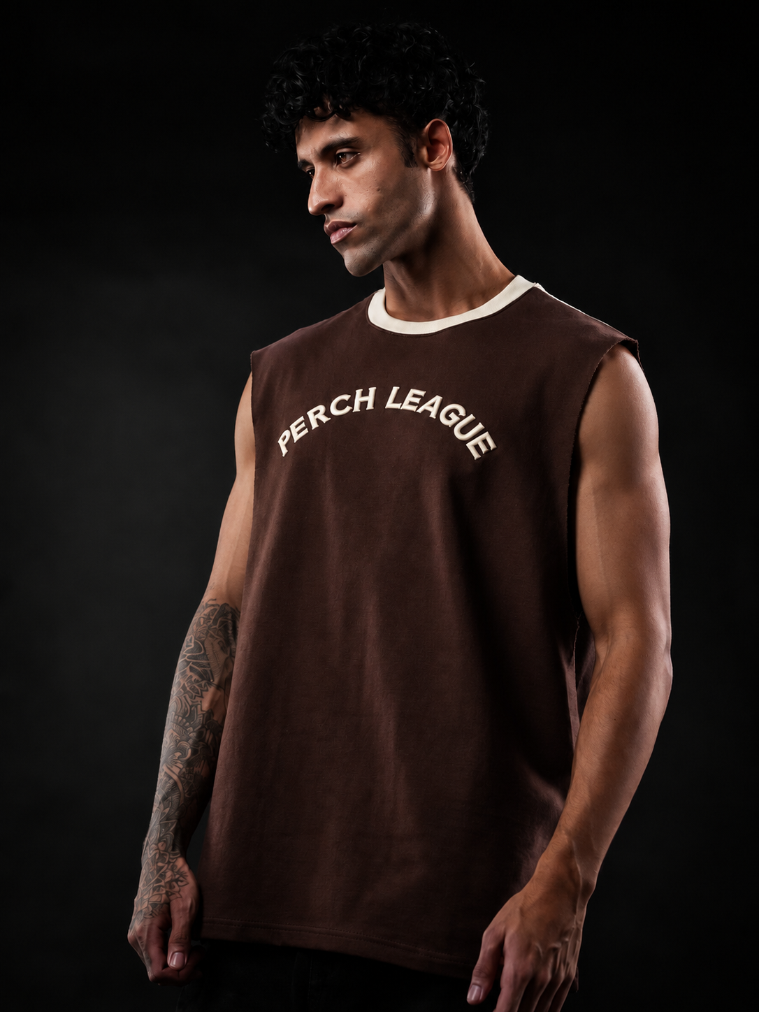 Brown Perch League Cotton Oversized Tank Tshirt