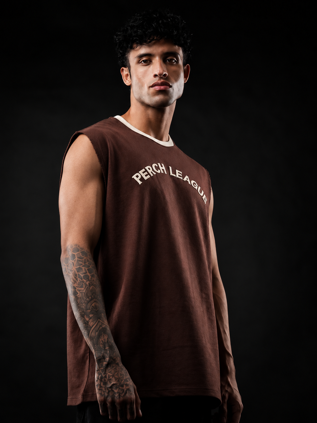 Brown Perch League Cotton Oversized Tank Tshirt