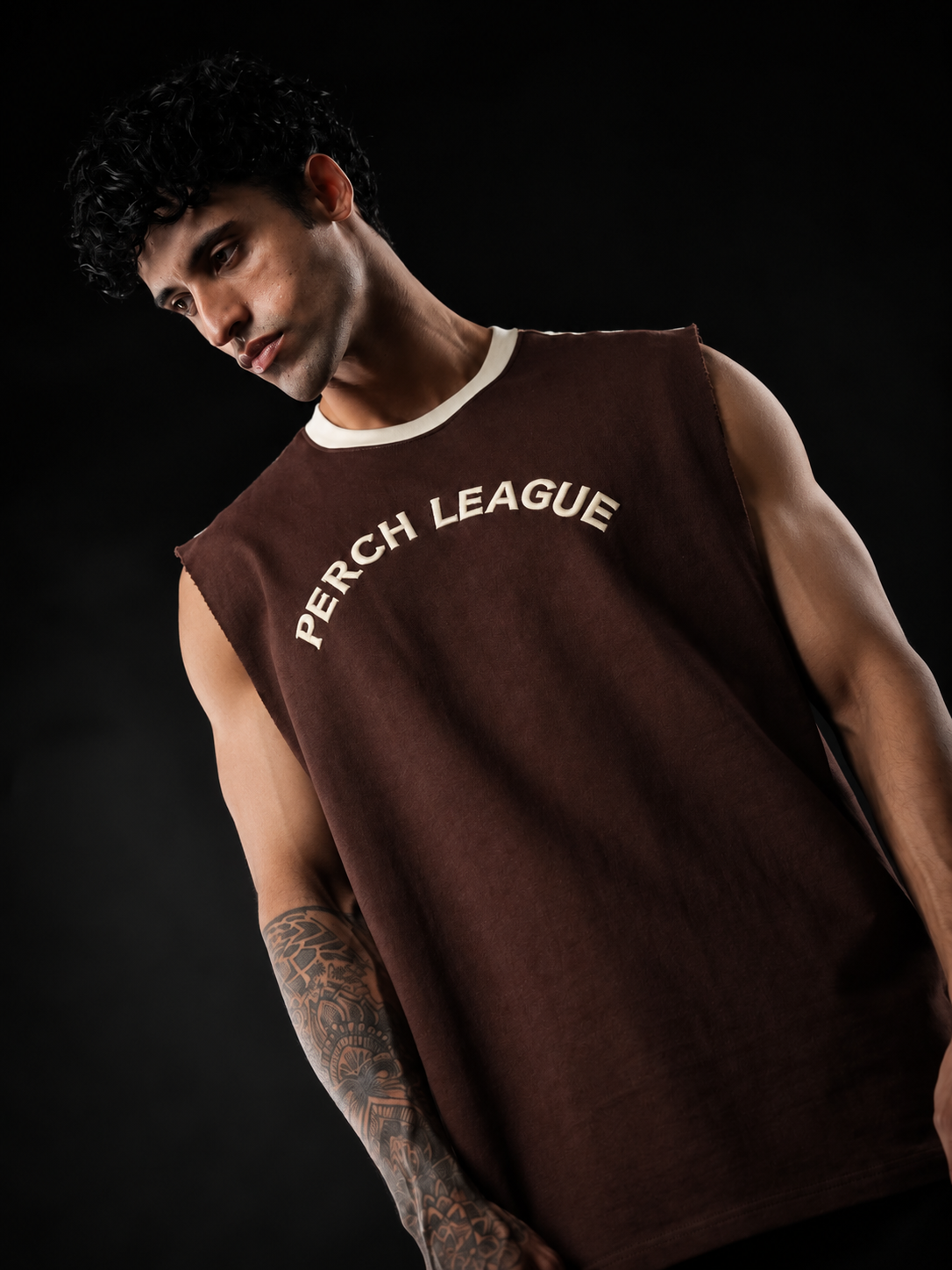 Brown Perch League Cotton Oversized Tank Tshirt