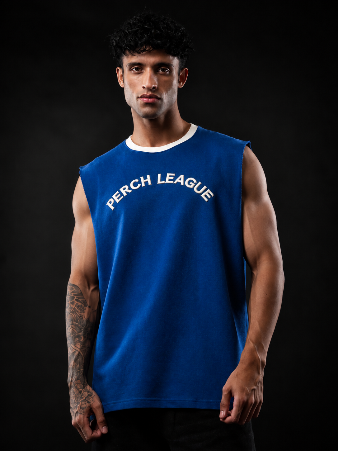 Royal Blue League Cotton Oversized Tank Tshirt