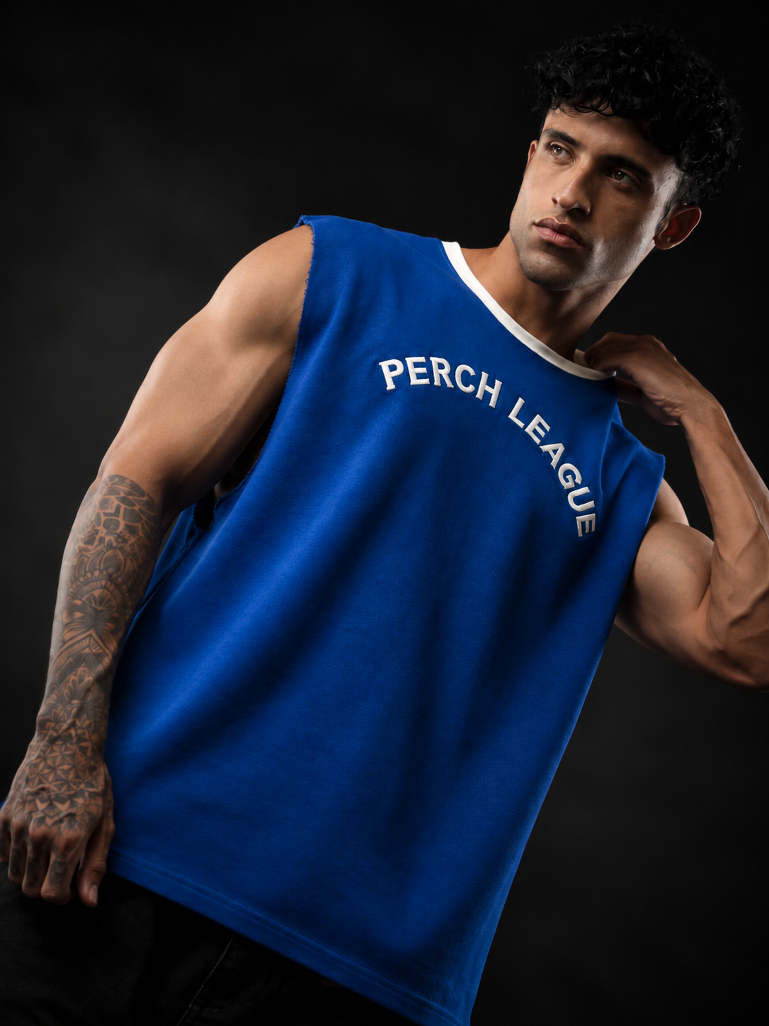Royal Blue League Cotton Oversized Tank Tshirt