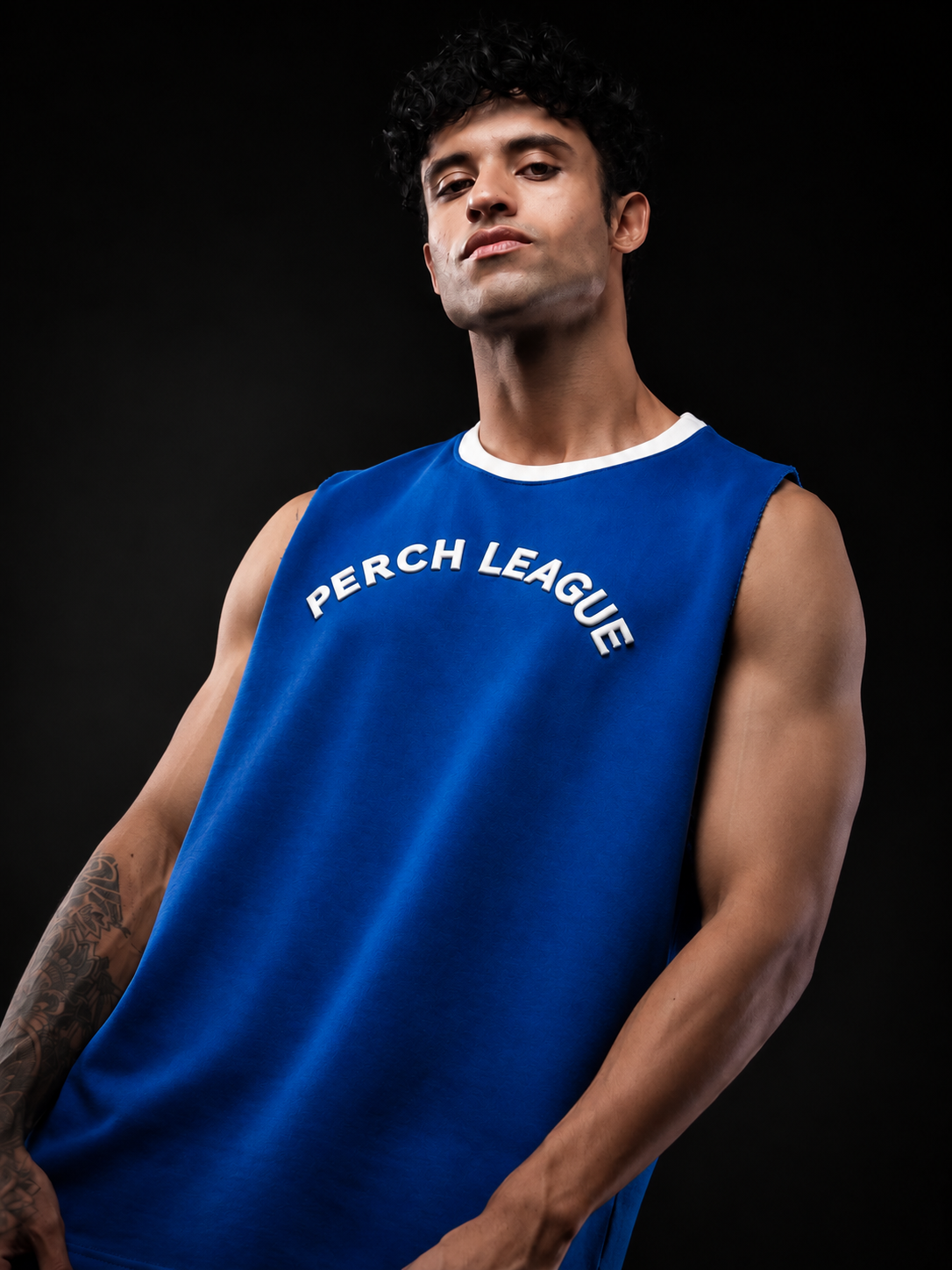 Royal Blue League Cotton Oversized Tank Tshirt