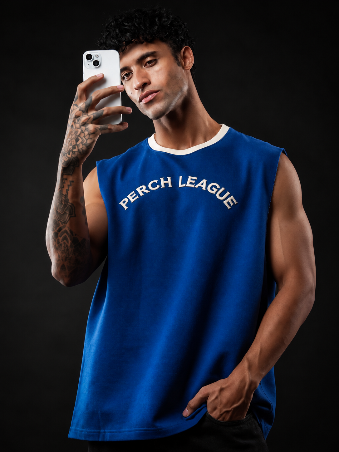 Royal Blue League Cotton Oversized Tank Tshirt