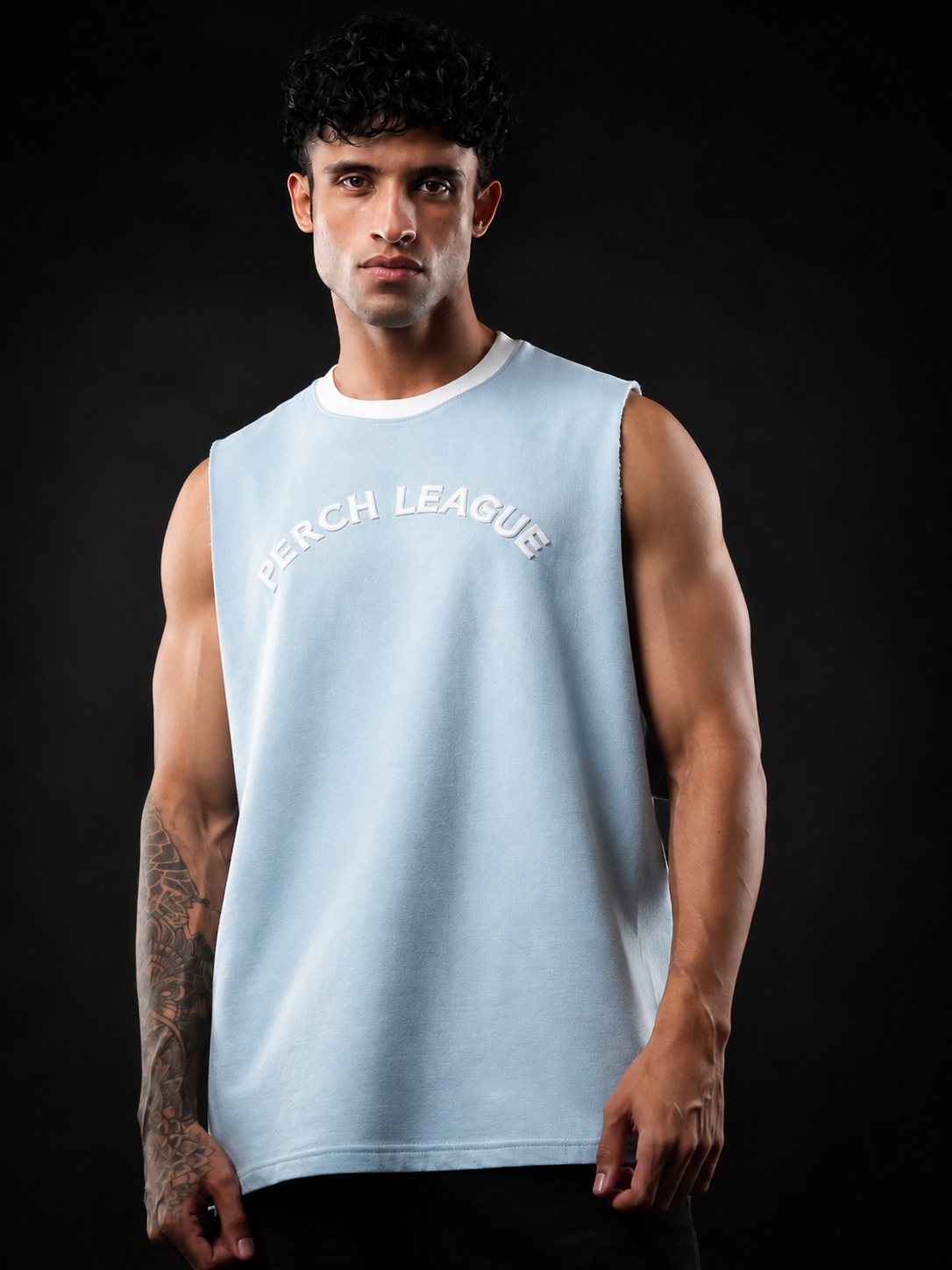 Sky Blue League Cotton Oversized Tank Tshirt