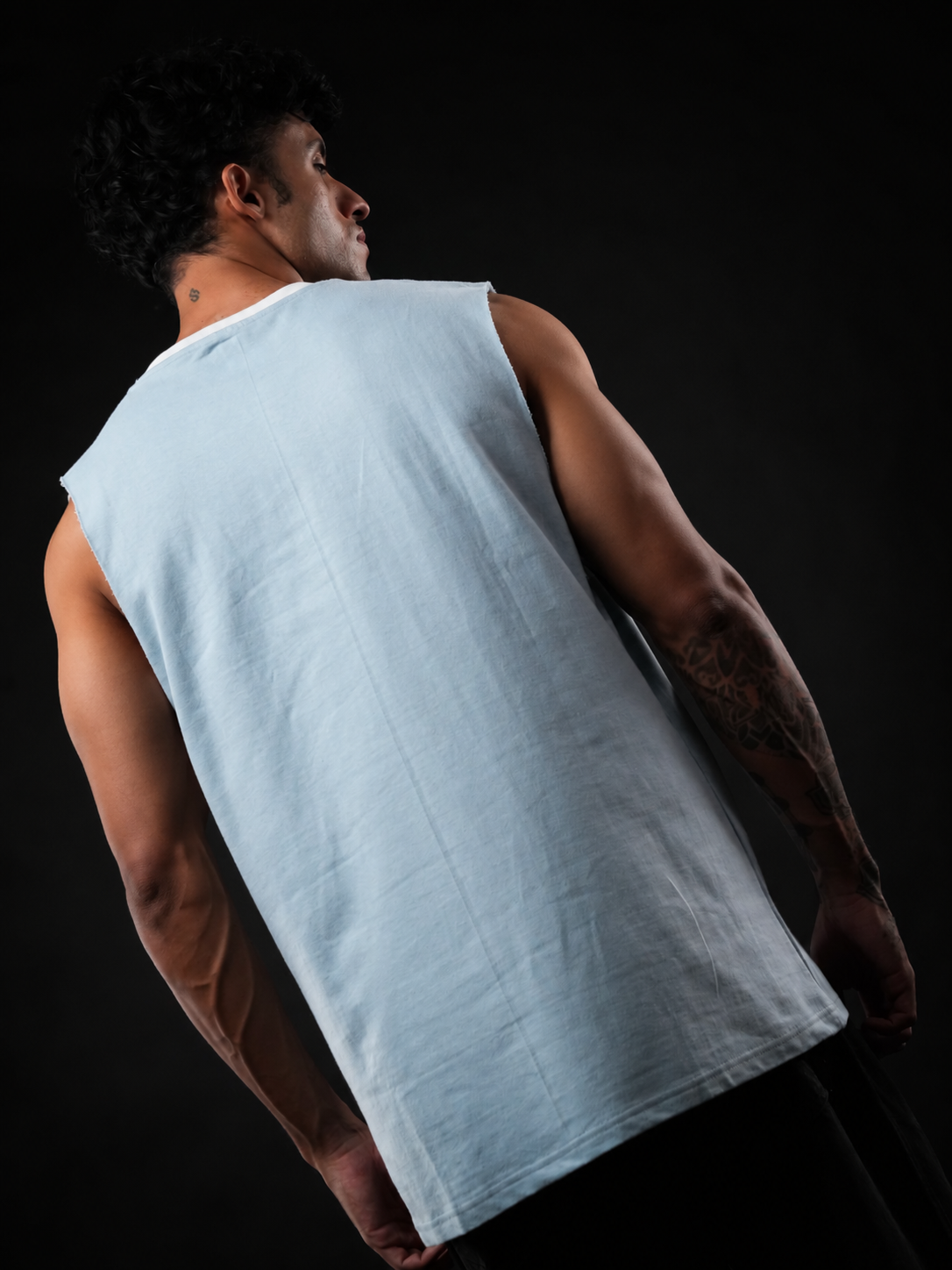 Sky Blue League Cotton Oversized Tank Tshirt