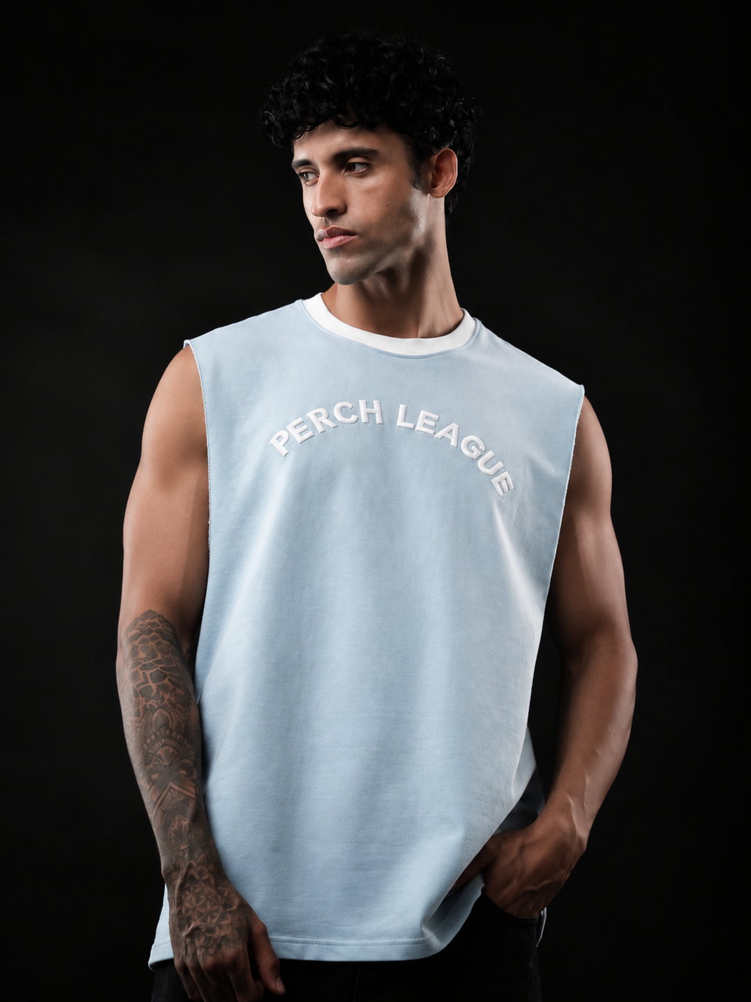 Sky Blue League Cotton Oversized Tank Tshirt
