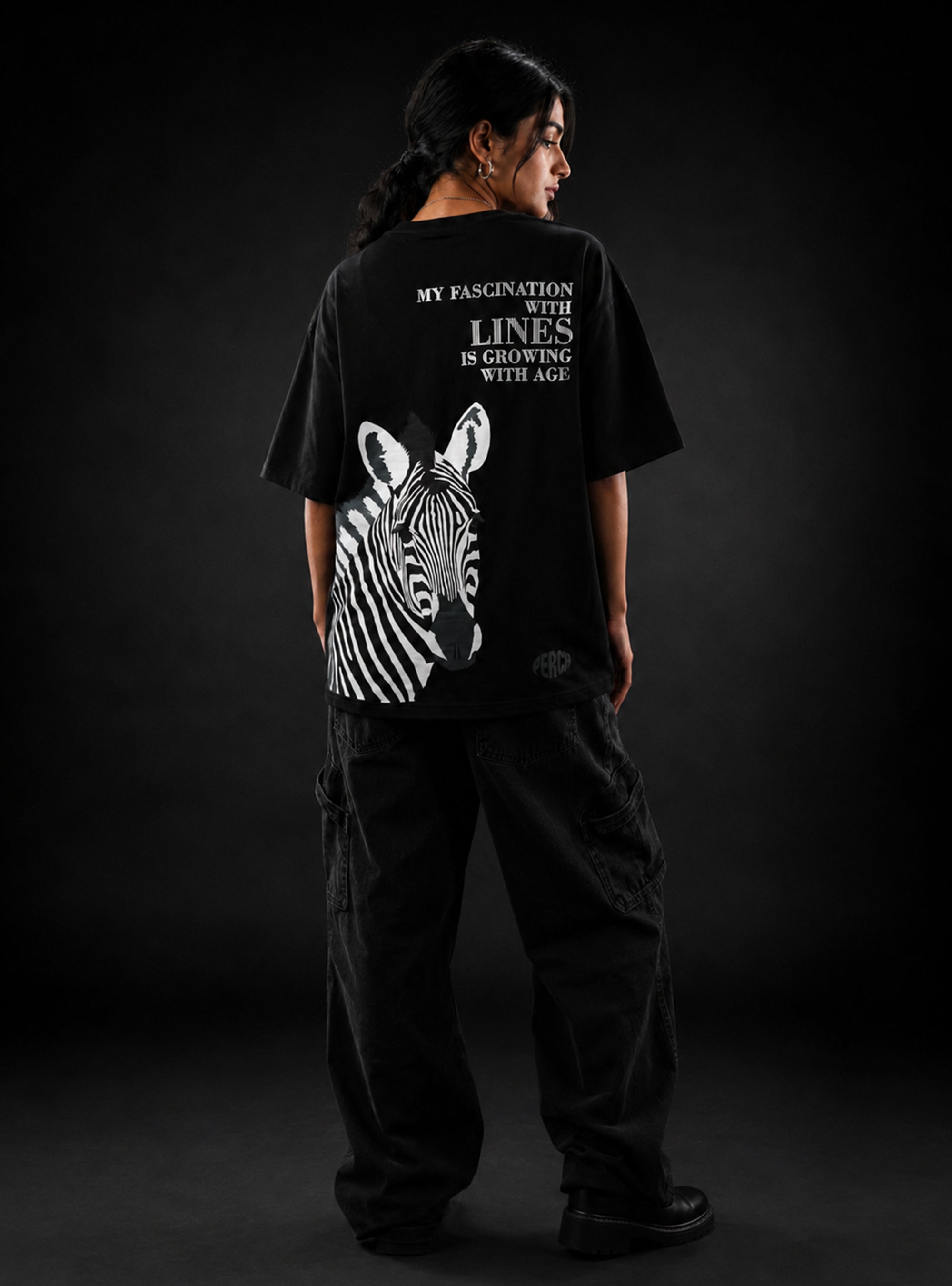 Black Zebra Print Oversized Tshirt