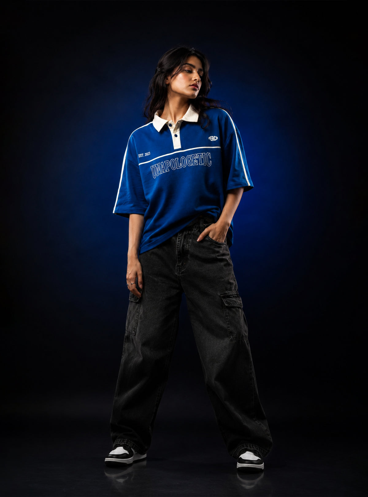 Royal Blue Unapologetic Cotton Oversized Polo Tshirt for Men & Women