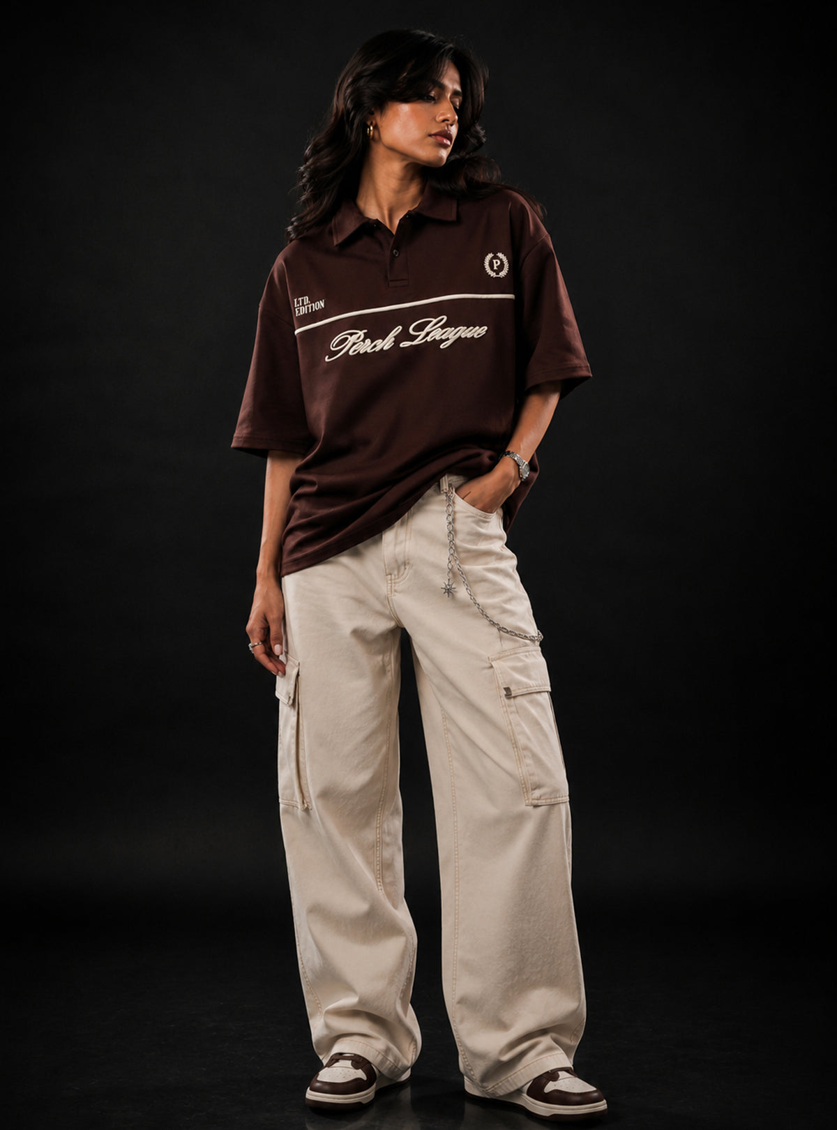 Brown Perch League Cotton Oversized Polo Tshirt for Men & Women