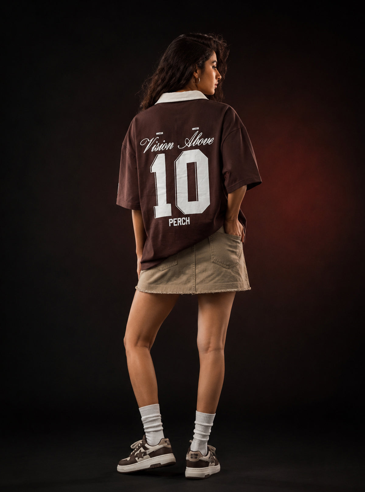 Brown Perch Club Cotton Oversized Polo Tshirt for Men & Women