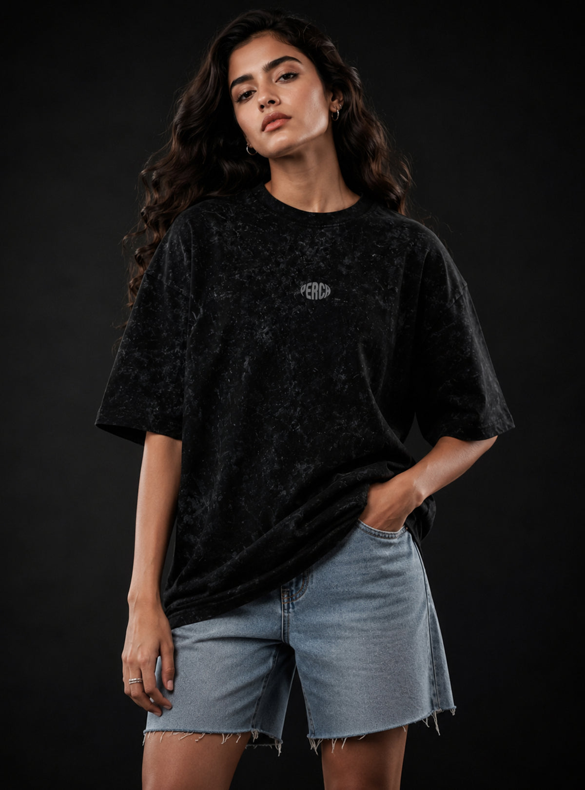 Black Acid Wash Oversized Tshirt