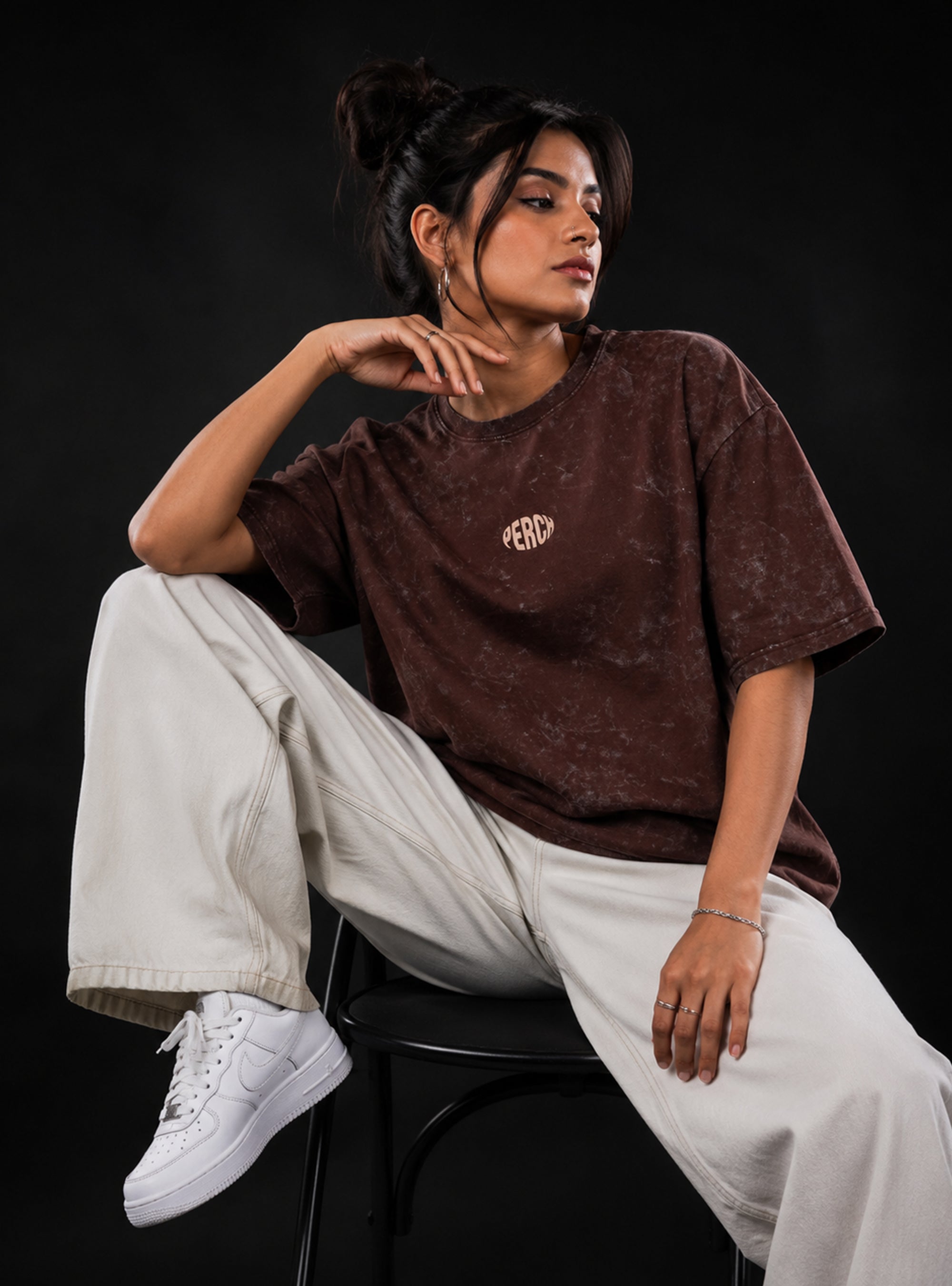 Brown Acid Wash Oversized Tshirt