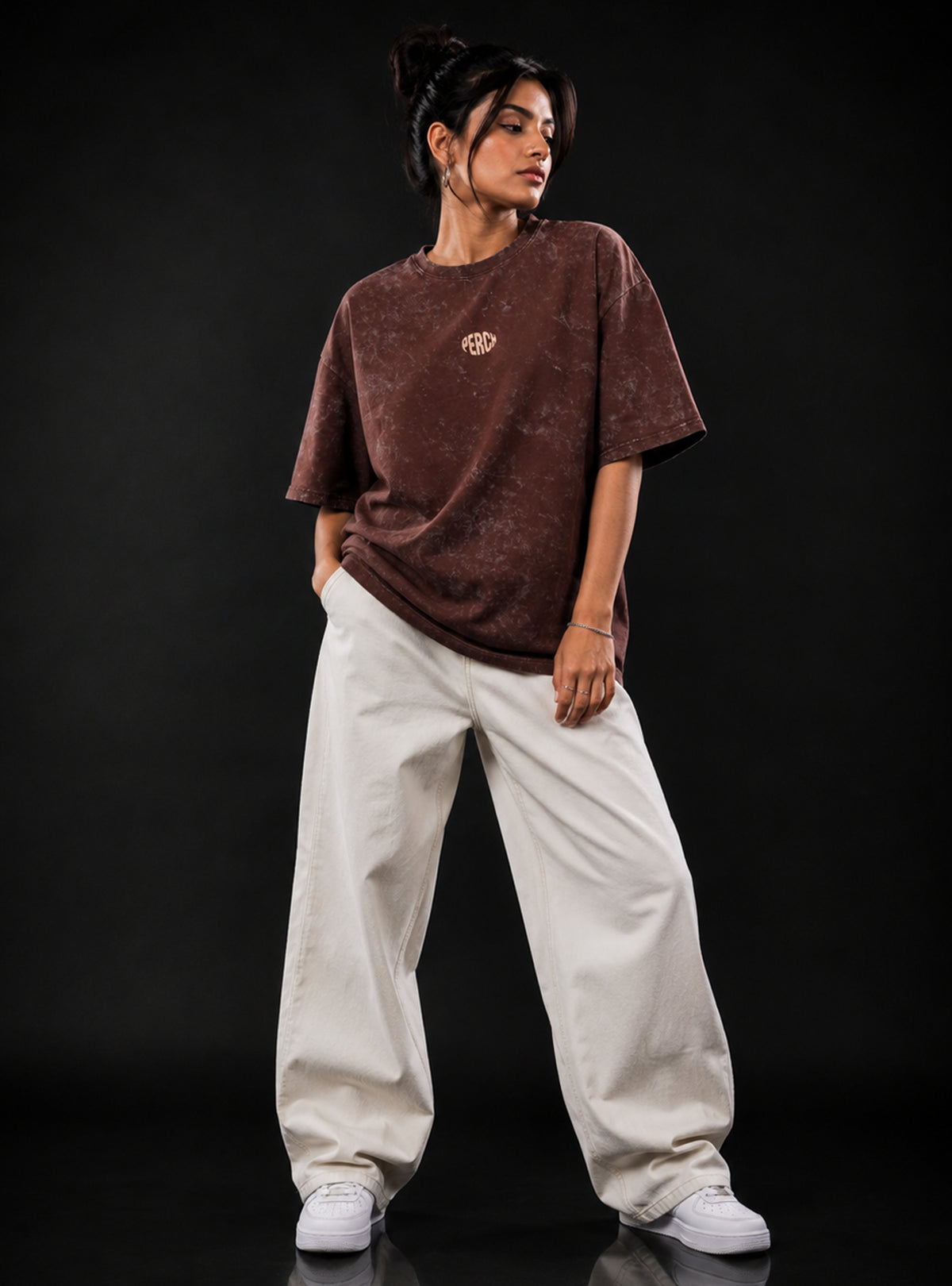 Brown Acid Wash Oversized Tshirt