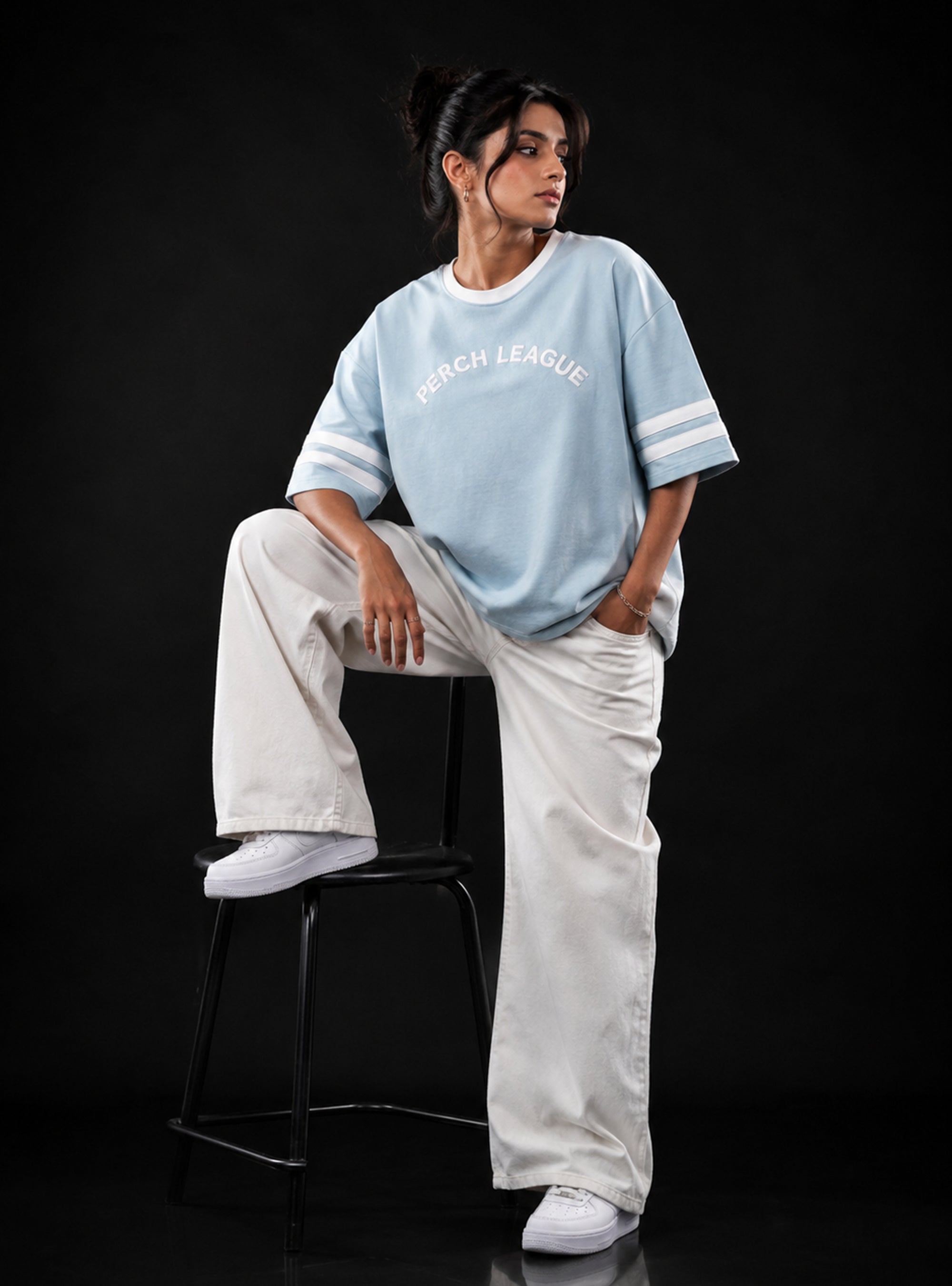 Sky Blue League Cotton Oversized Tshirt for Men & Women