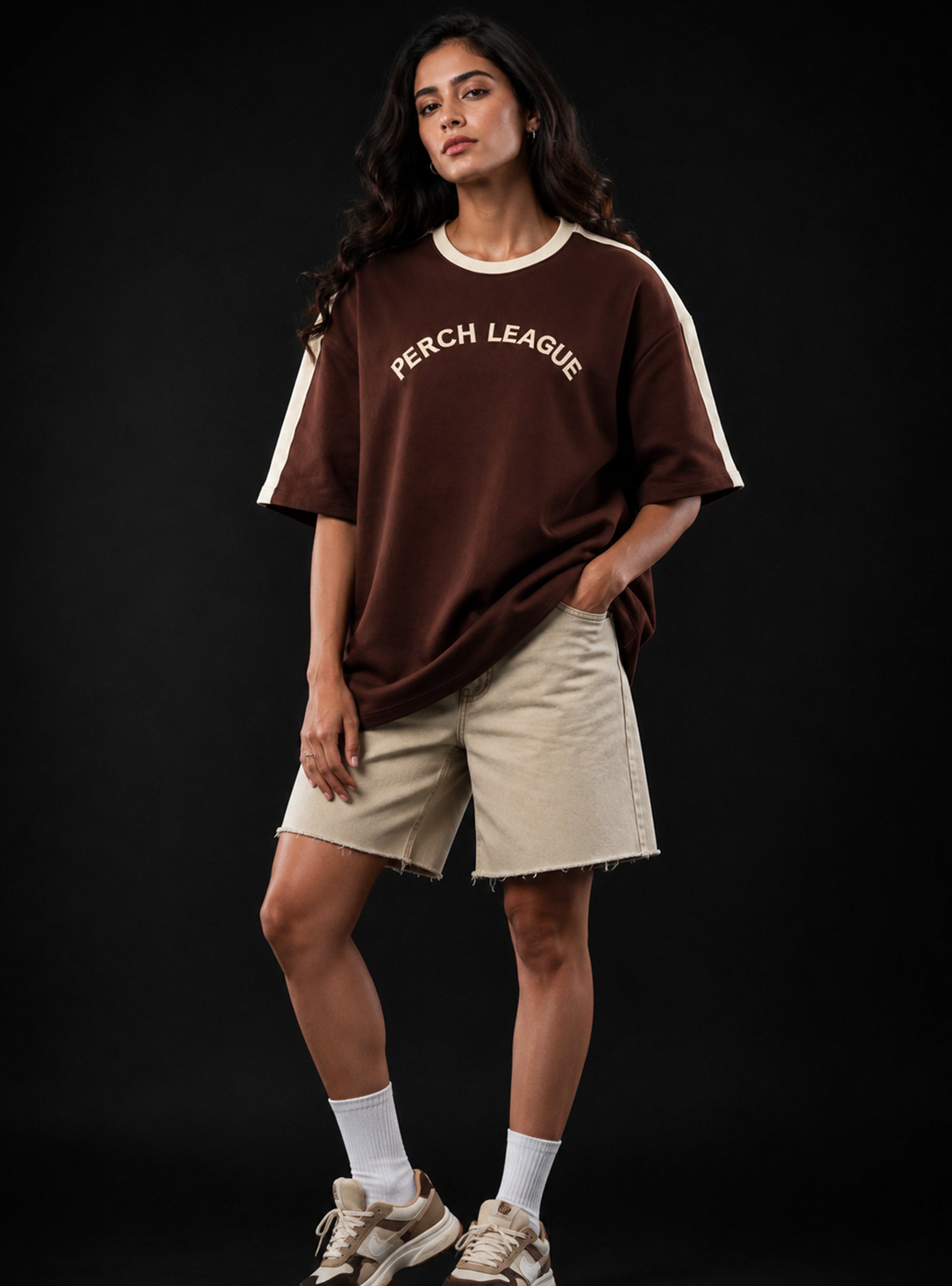 Brown Perch League Cotton Oversized Tshirt for Men & Women
