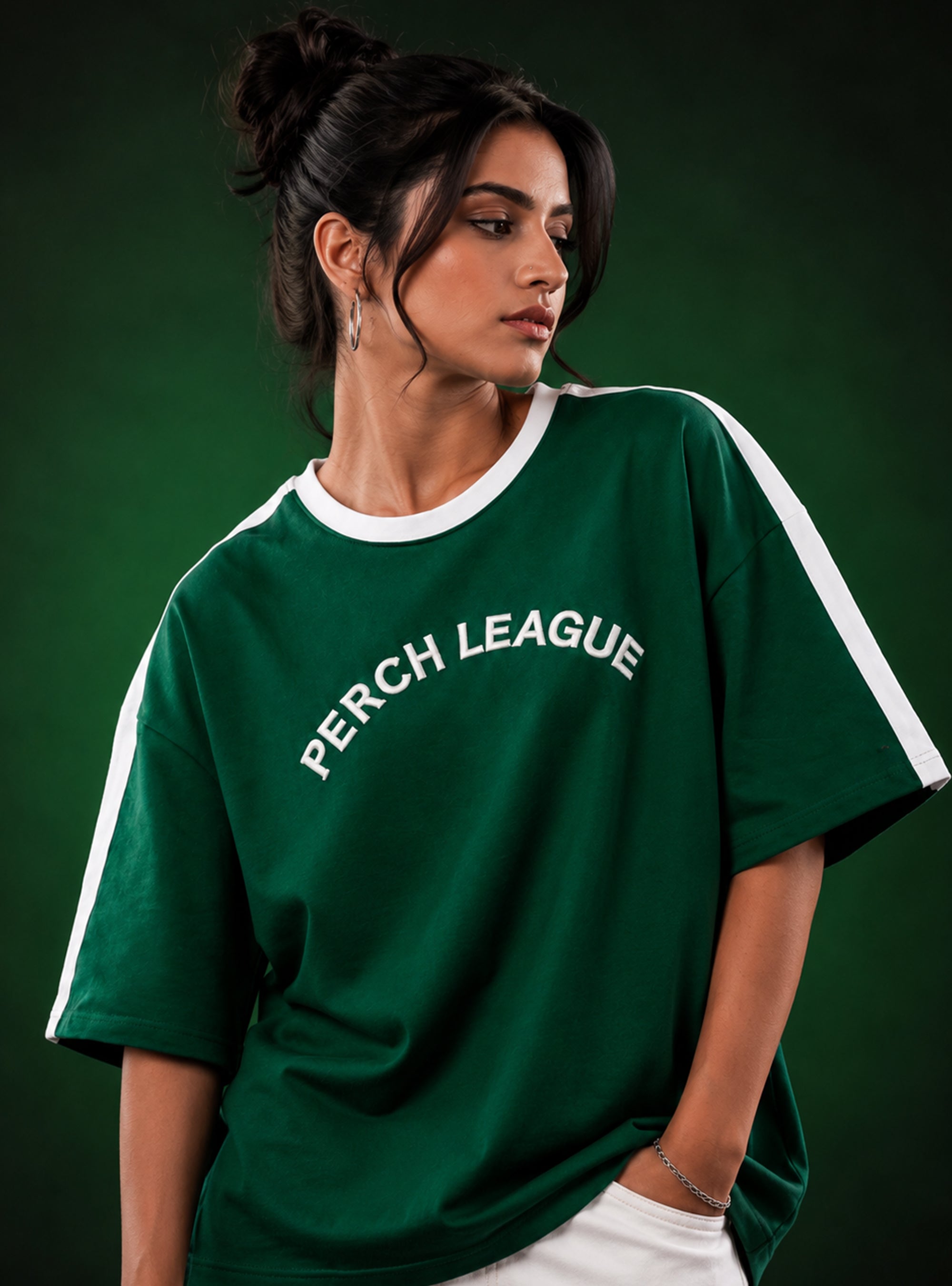 Forest Green Perch League Cotton Oversized Tshirt for Men & Women