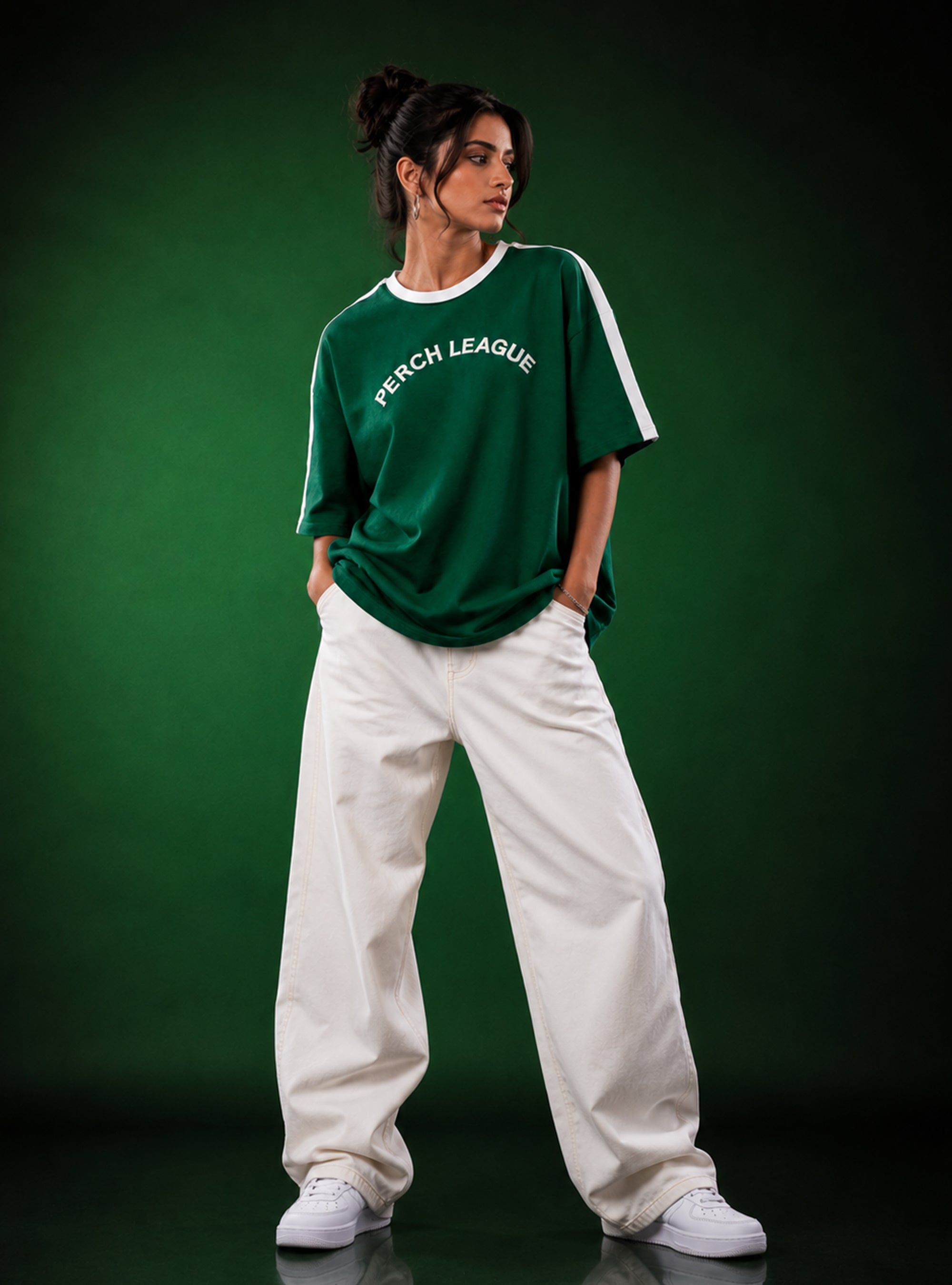 Forest Green Perch League Cotton Oversized Tshirt for Men & Women