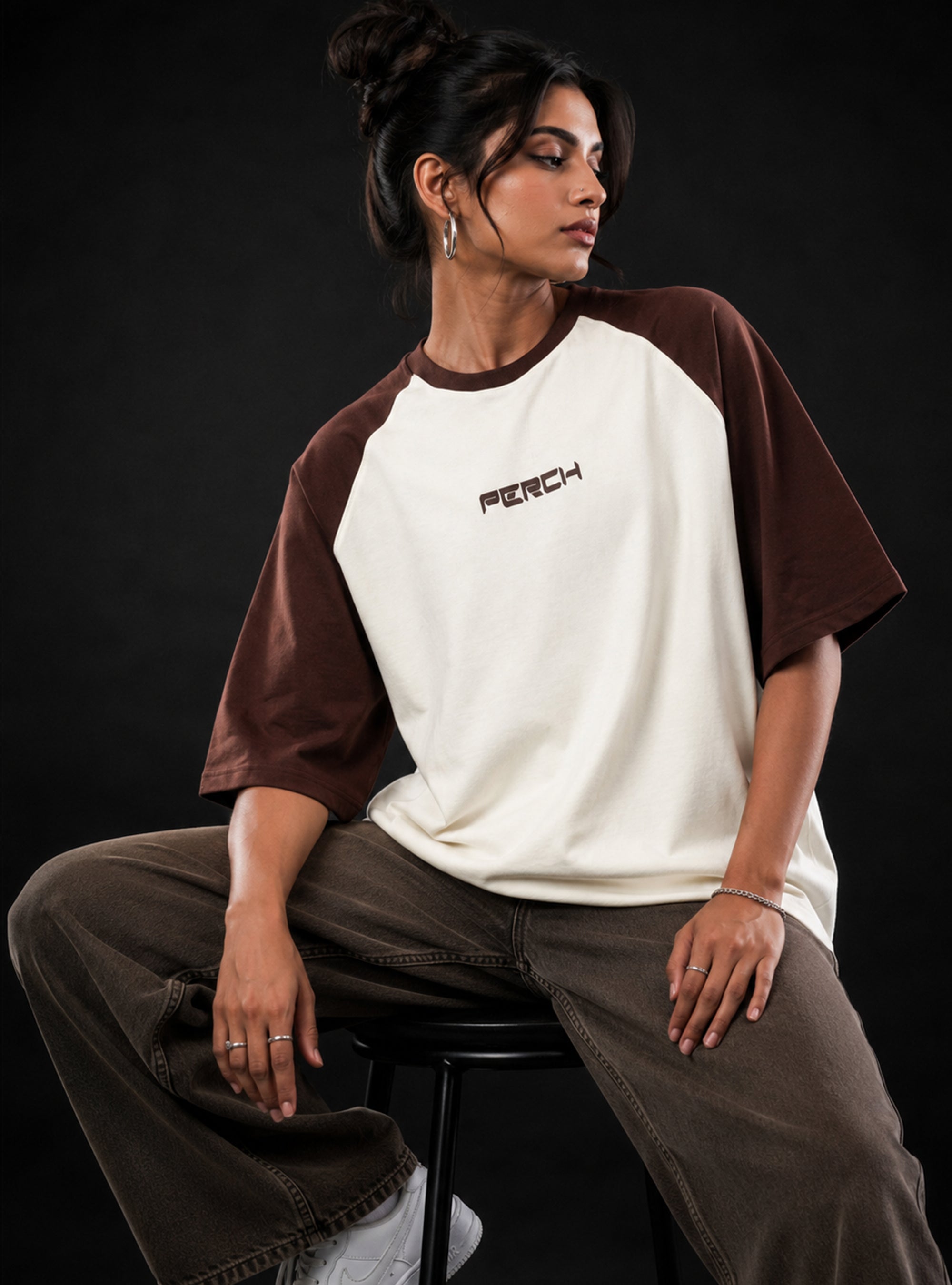 Brown Raglan Sleeve Oversized Tshirt