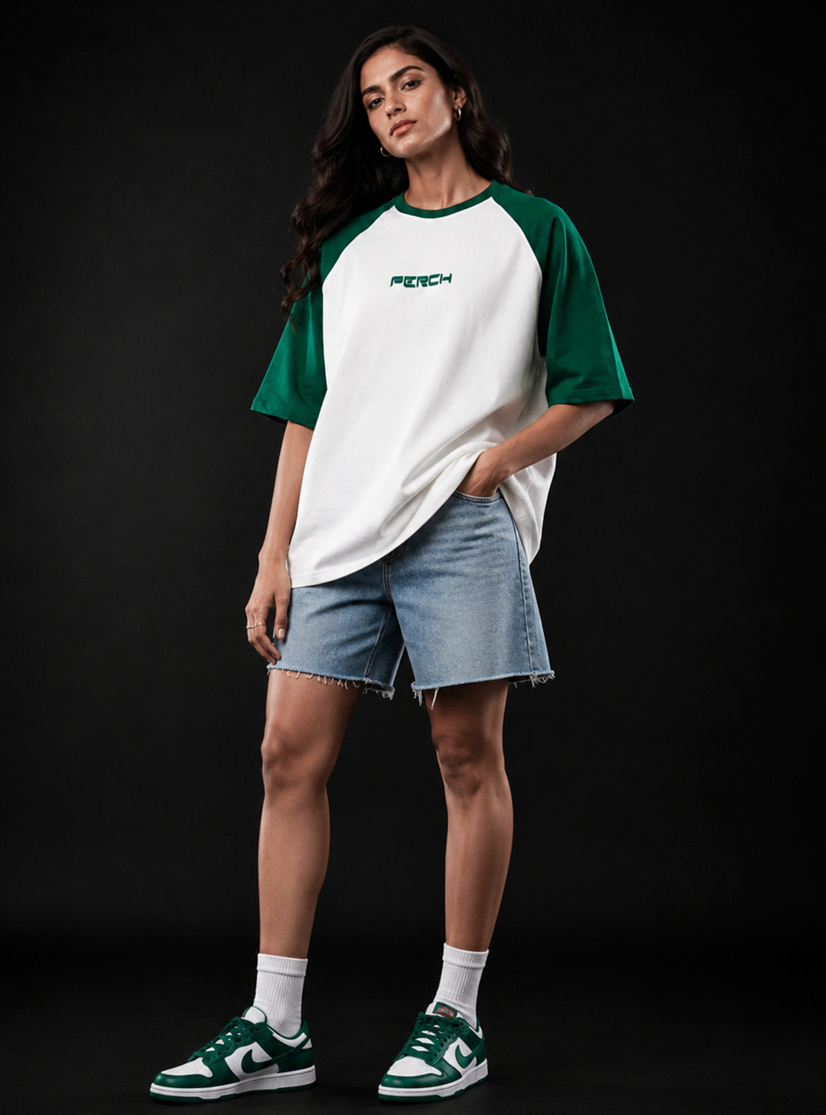 Forest Green Raglan Sleeve Oversized Tshirt