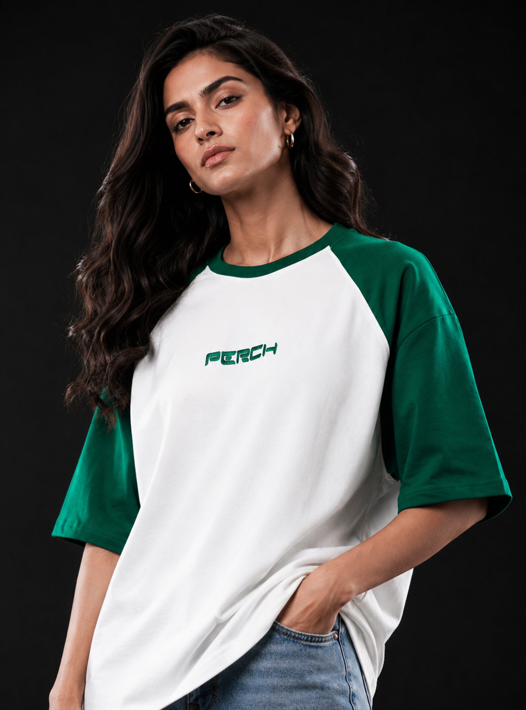 Forest Green Raglan Sleeve Oversized Tshirt