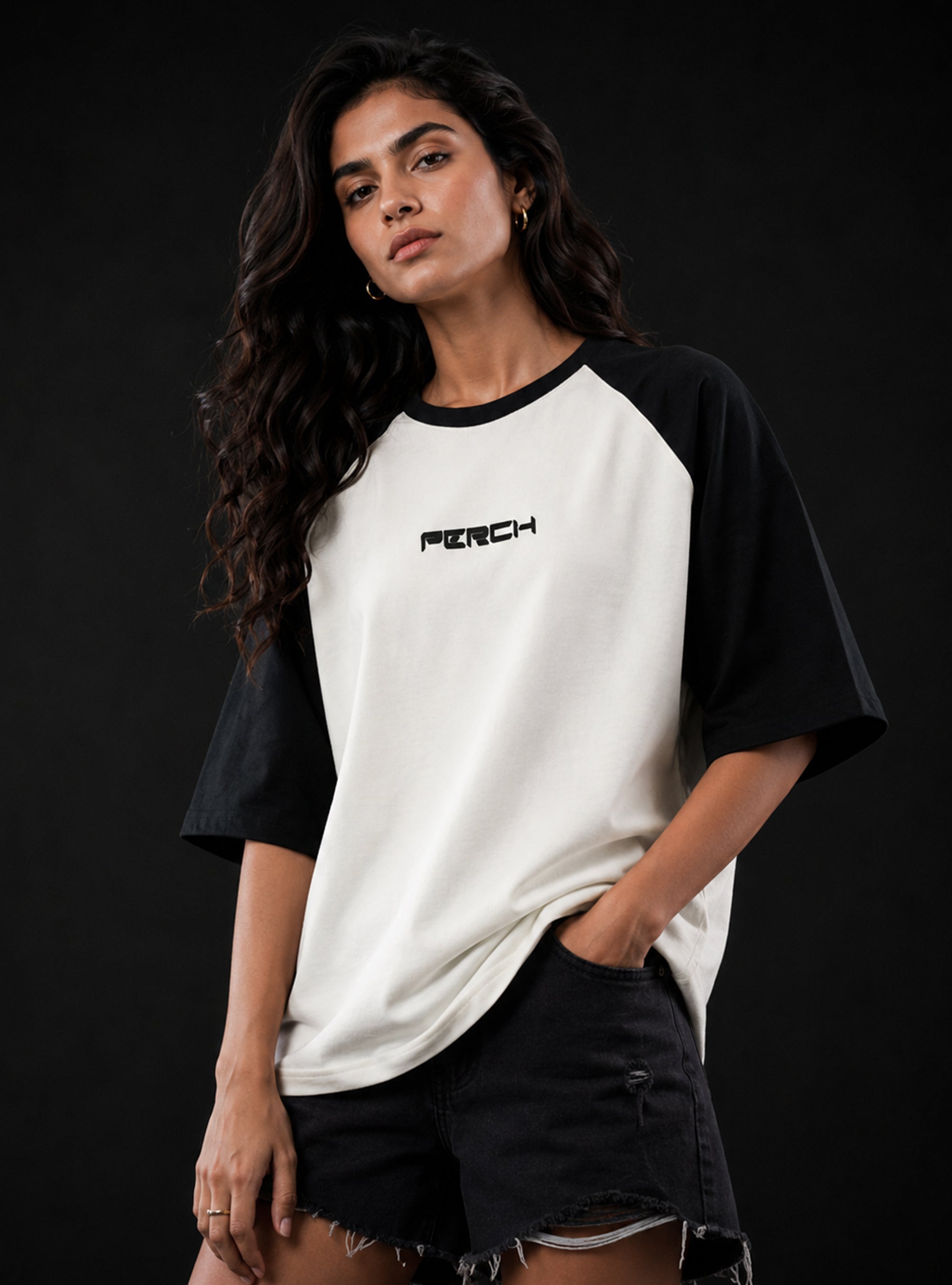 Black Raglan Sleeve Oversized Tshirt