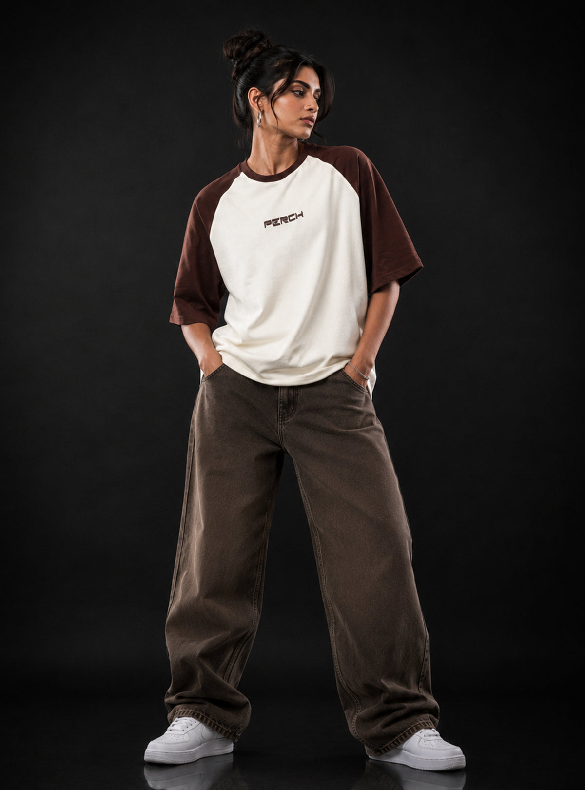 Brown Raglan Sleeve Oversized Tshirt