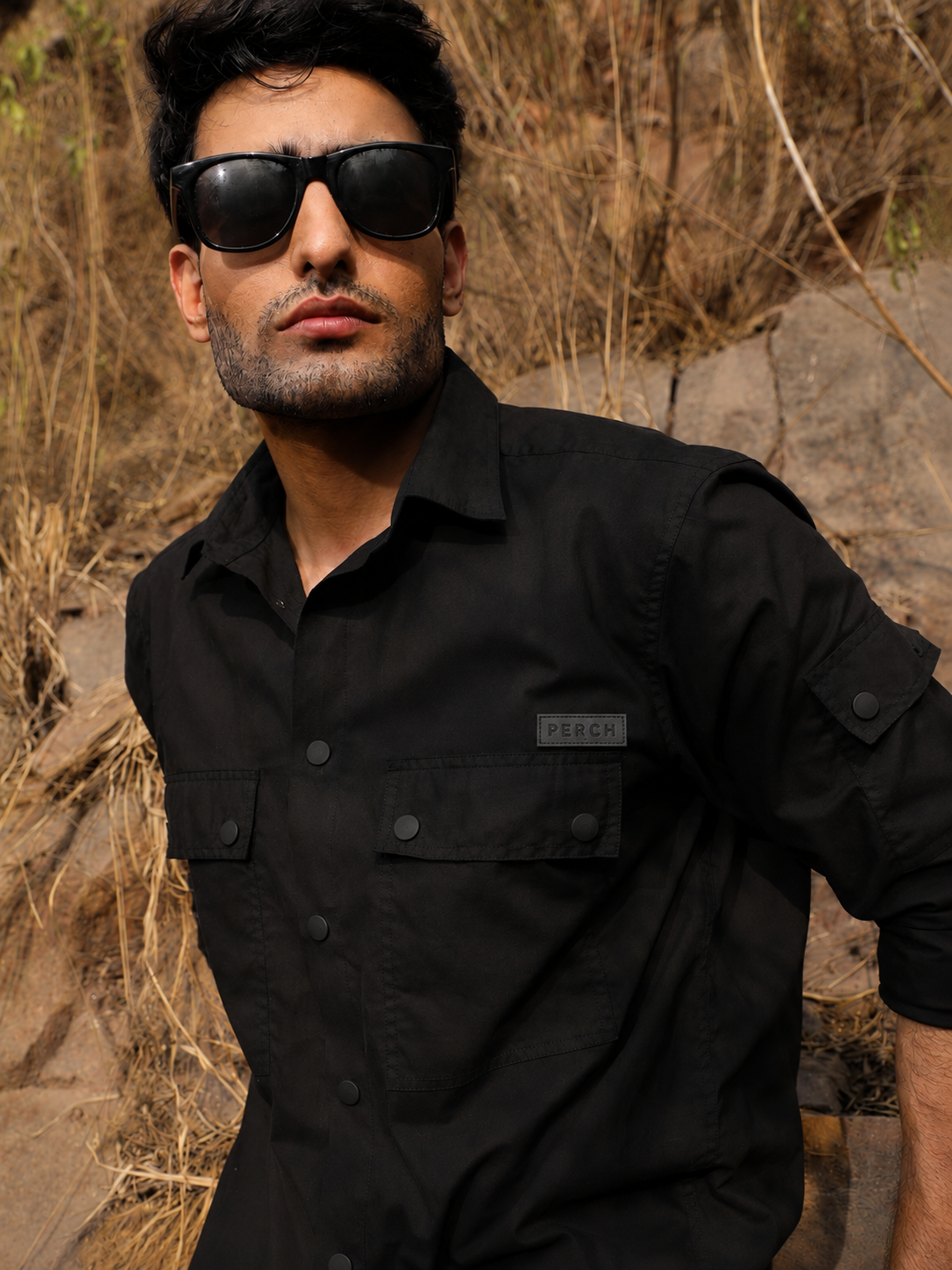 Black Utility Box Fit Shirt