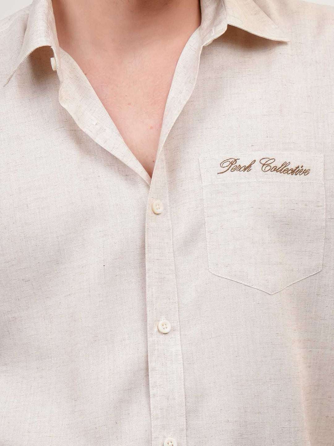 Natural Grains Solid Linen Cotton Boxy Fit Shirt