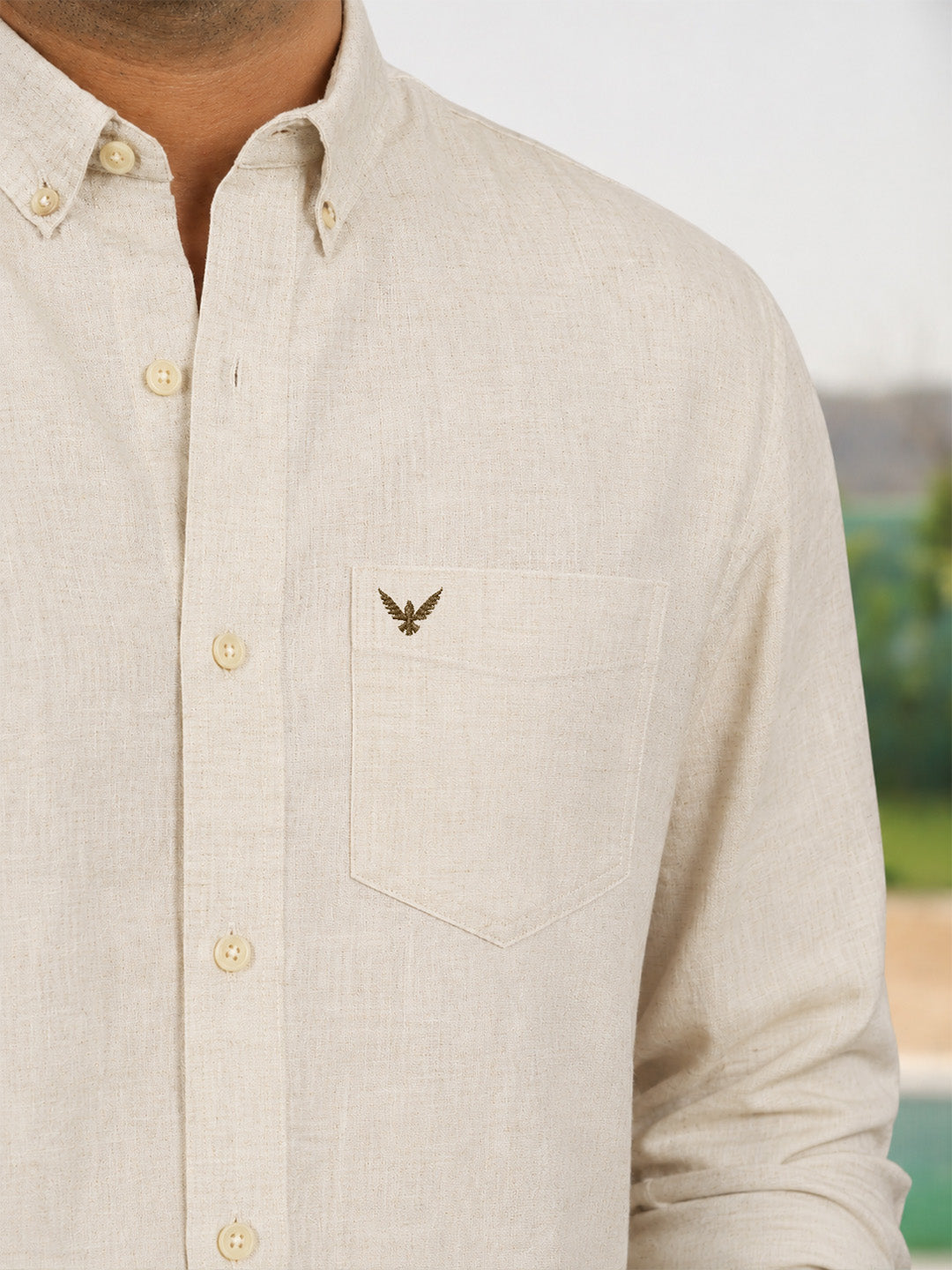 Natural Grain Ivory Pre-Washed Linen Cotton Shirt