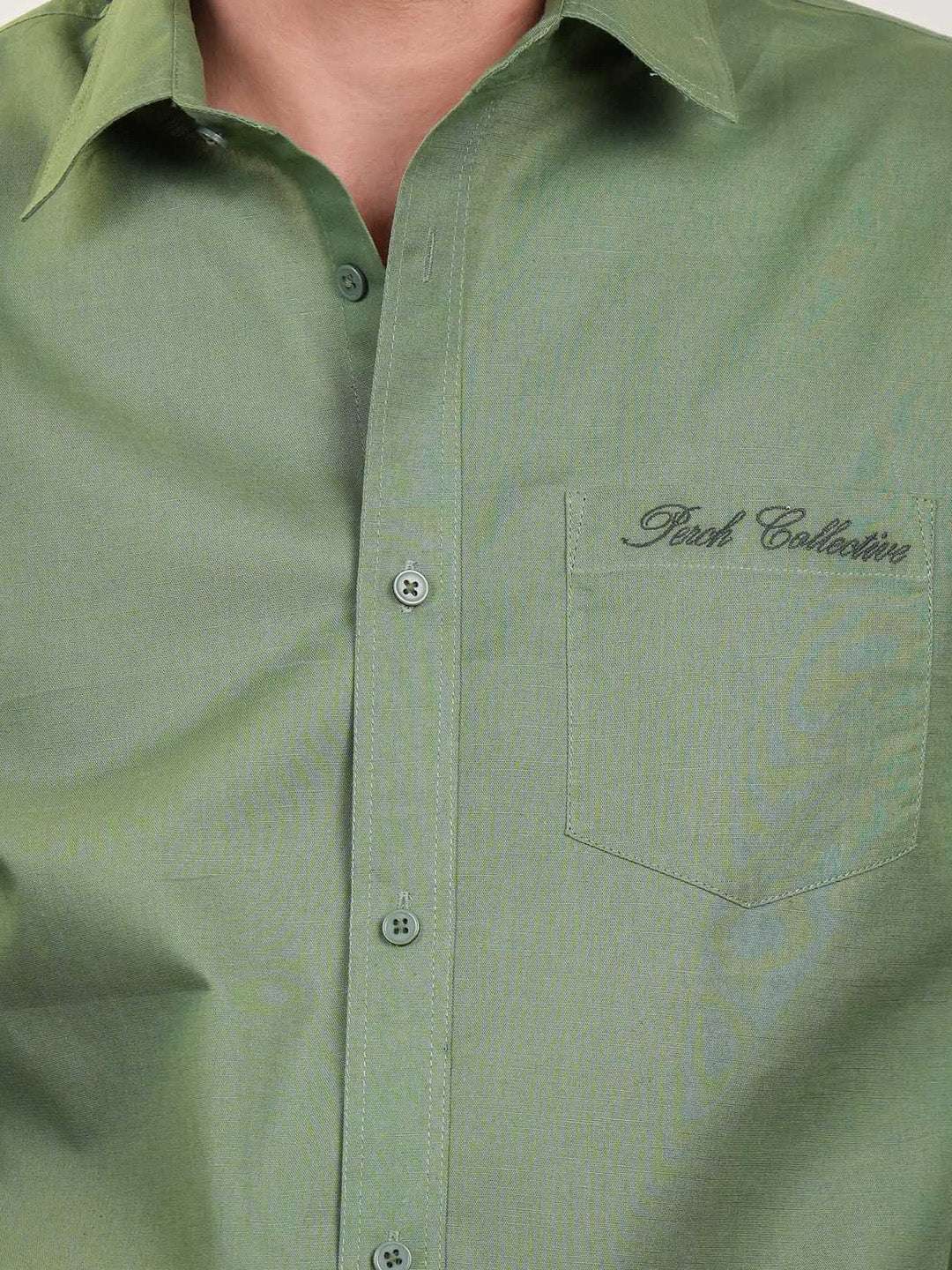 Moss Green Solid Linen Cotton Boxy Fit Shirt
