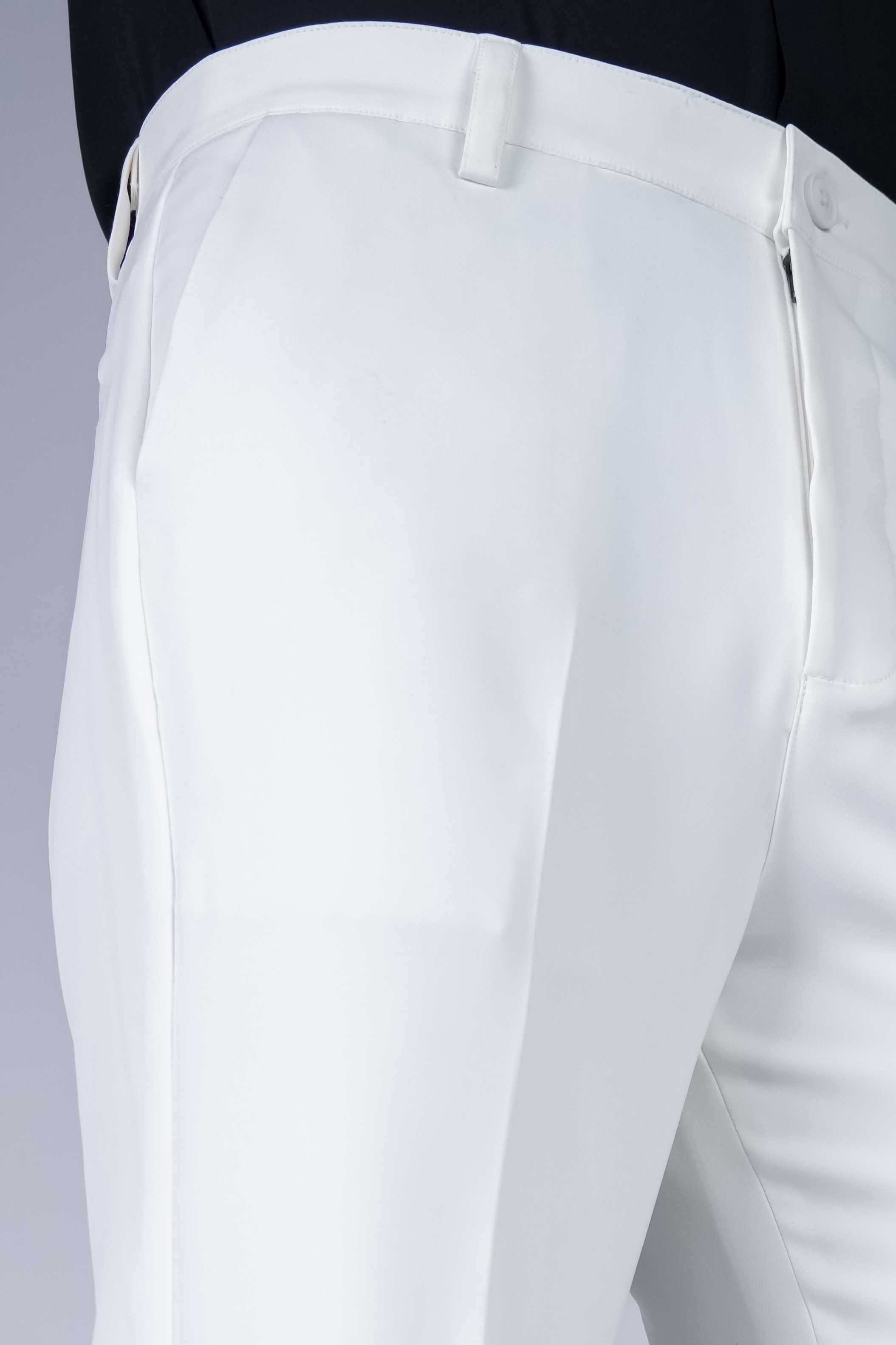White Solid Boot Cut Fit Pants