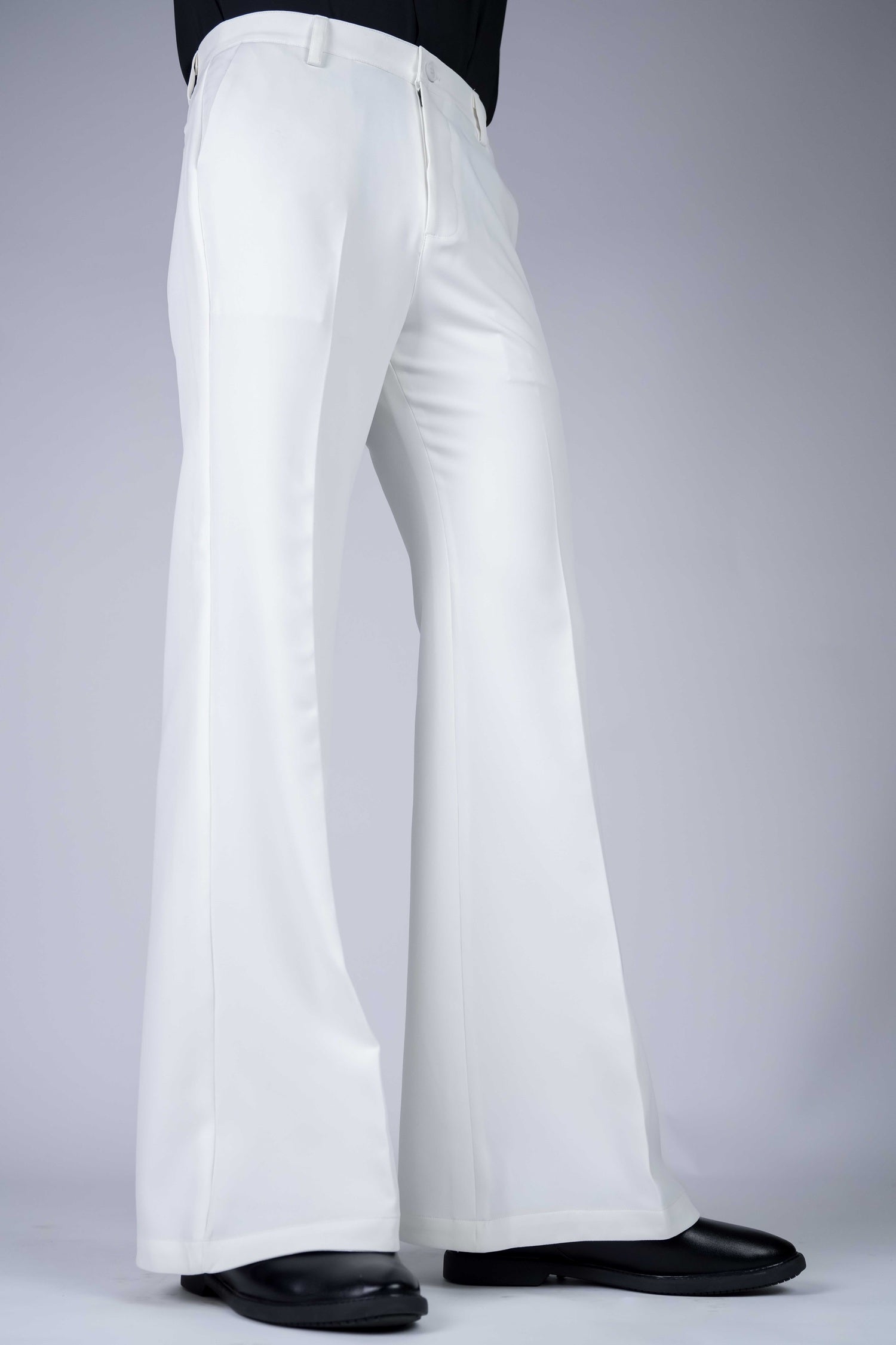 White Solid Boot Cut Fit Pants