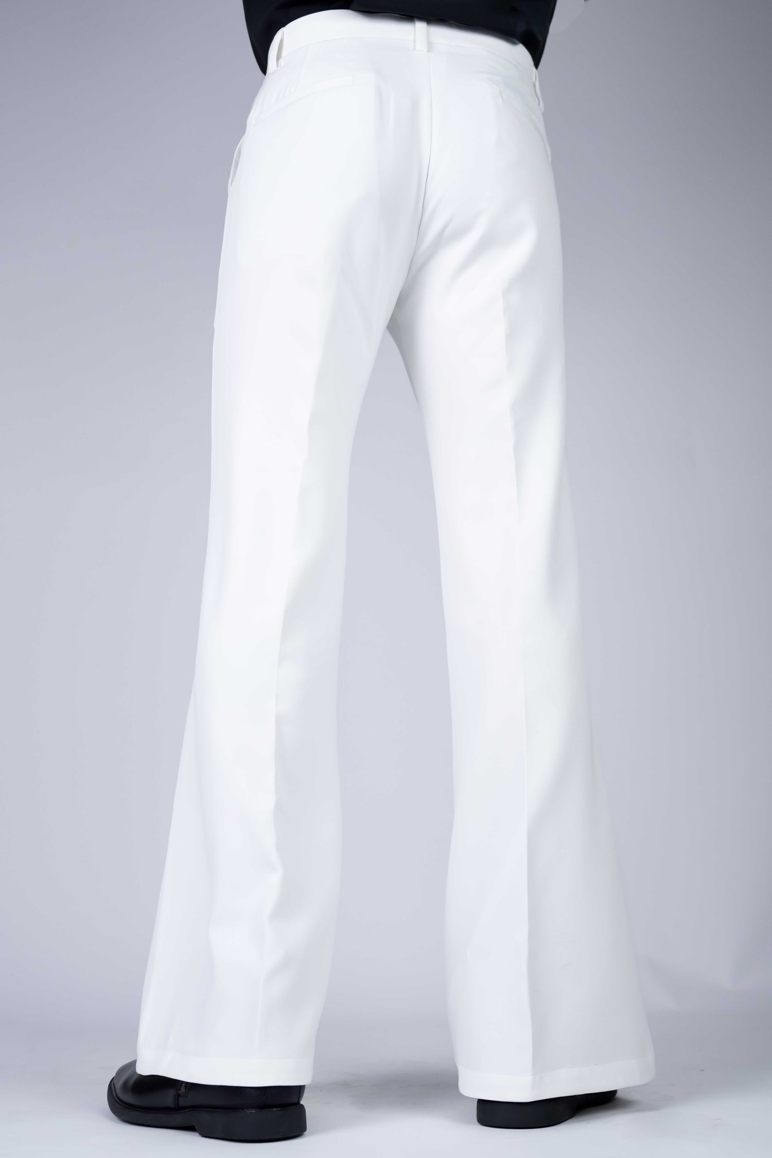 White Solid Boot Cut Fit Pants