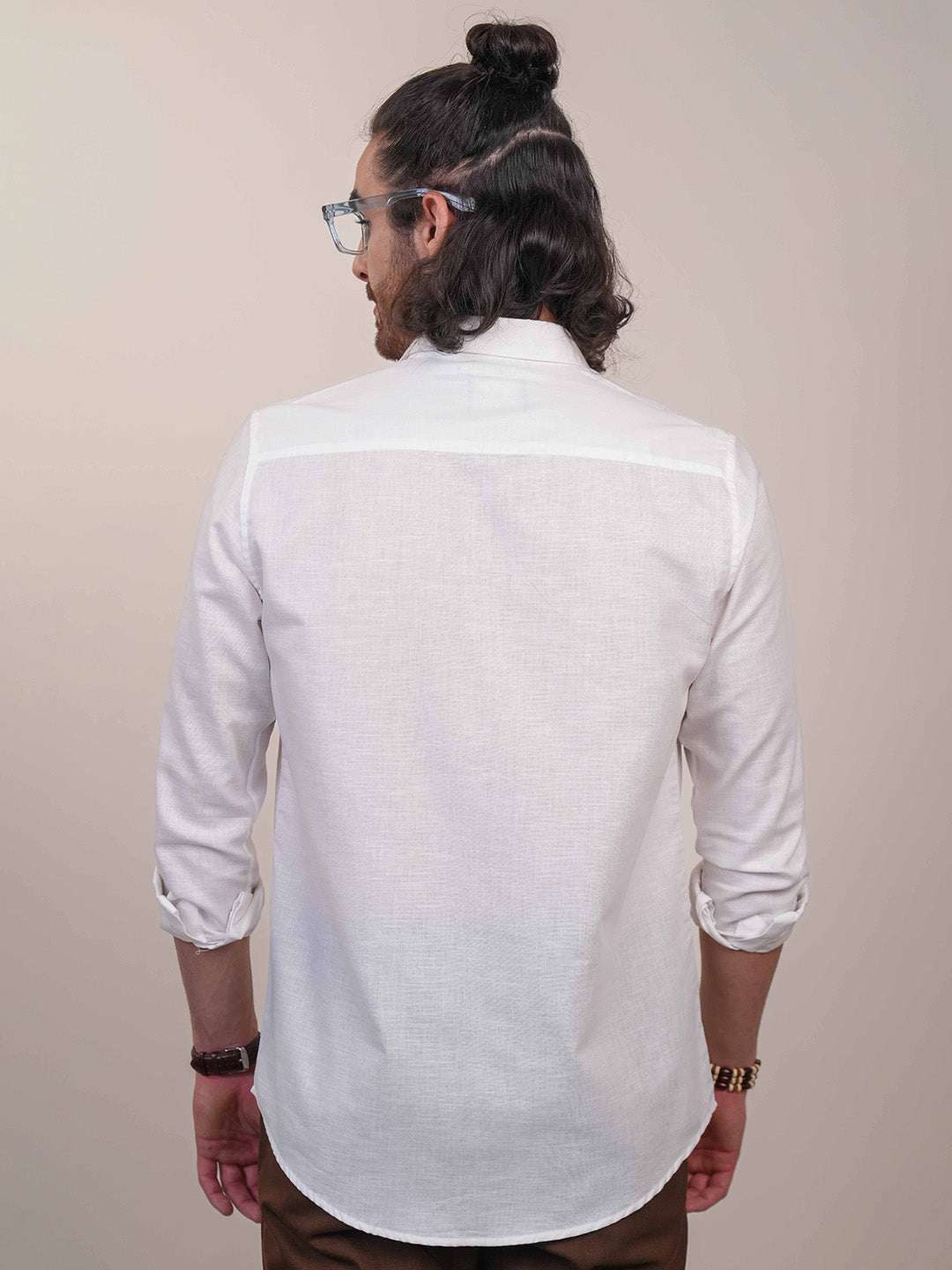 White Dolphin Embroidery Linen Cotton Shirt