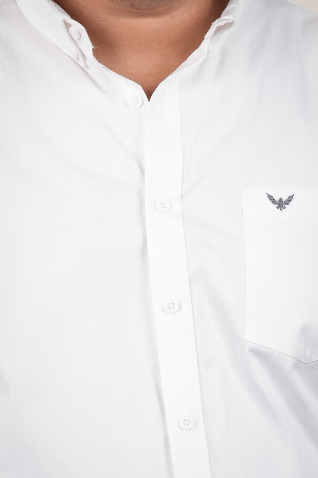 White Solid Cotton Twill  Regular Plus Size Shirt
