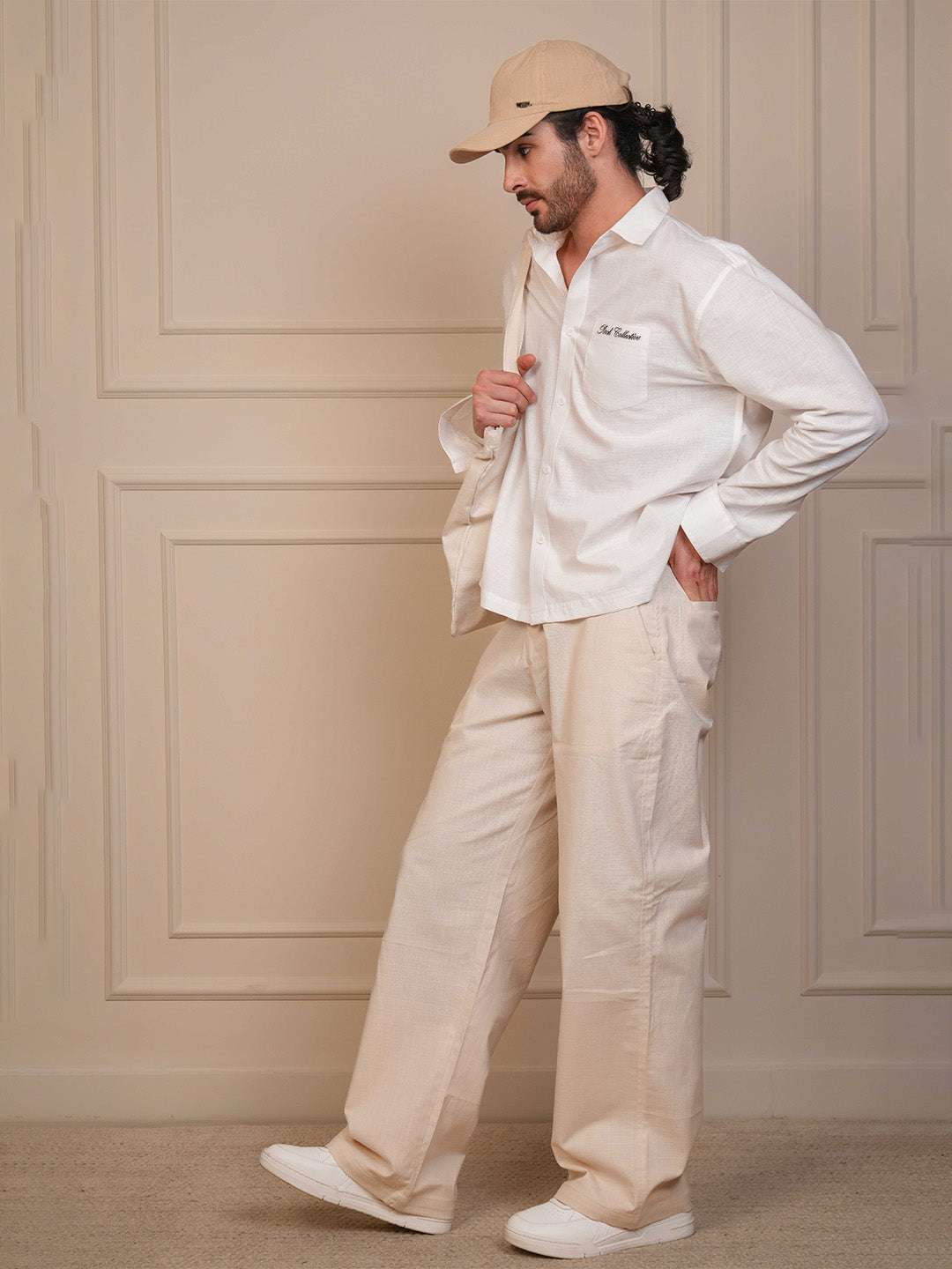 White Solid Linen Cotton Boxy Fit Shirt