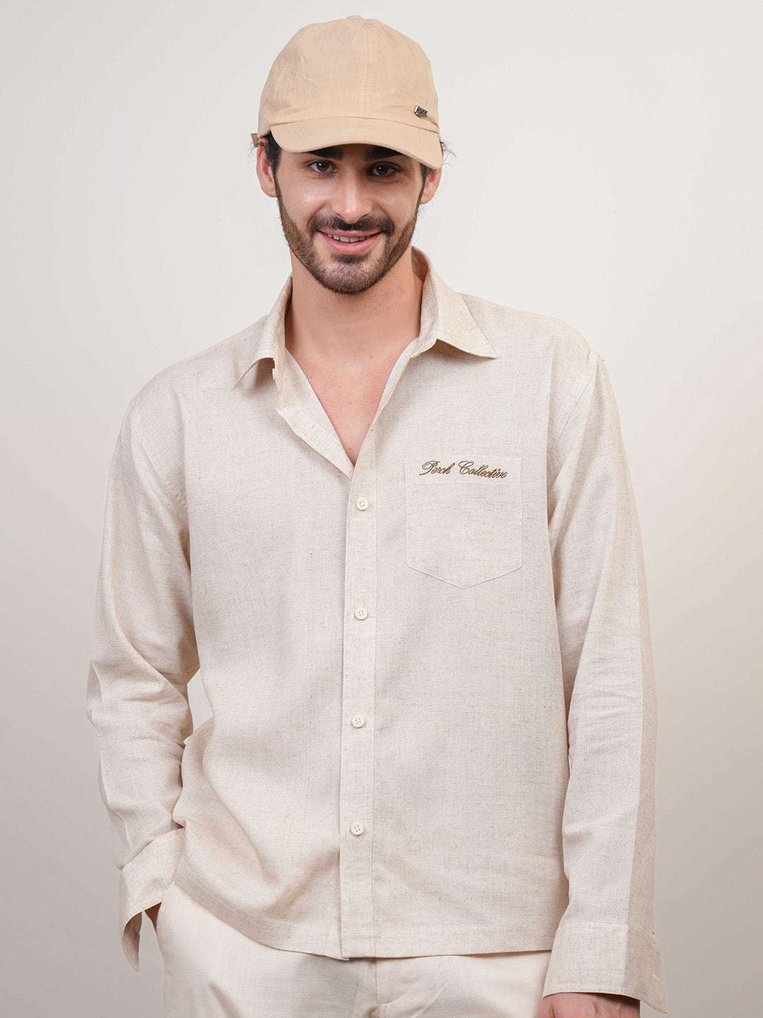 Natural Grains Solid Linen Cotton Boxy Fit Shirt