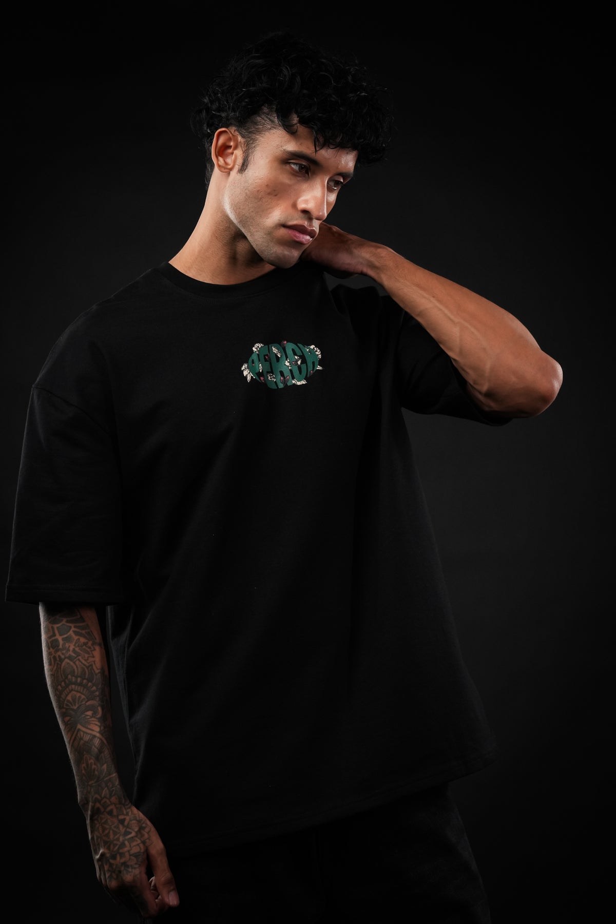 Black Snake Print Oversized Tshirt