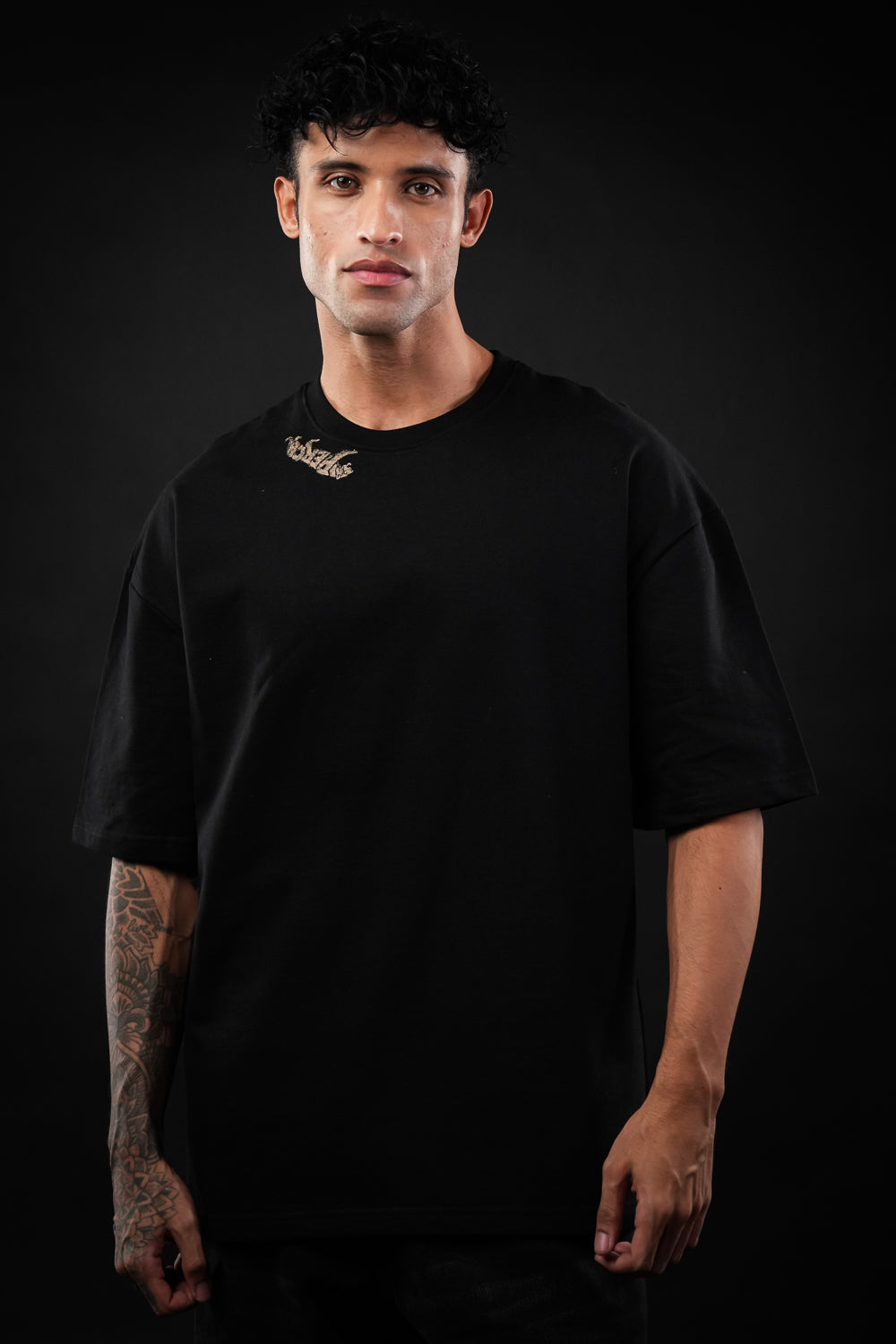 Black Lion Print Oversized Tshirt