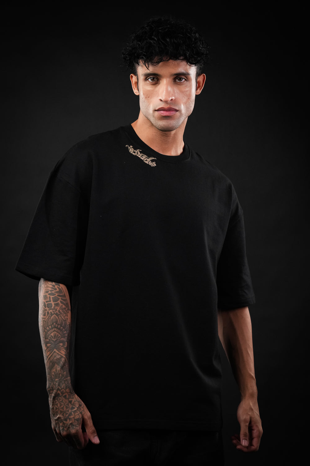 Black Lion Print Oversized Tshirt
