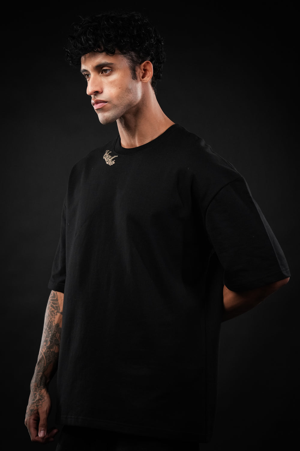 Black Lion Print Oversized Tshirt
