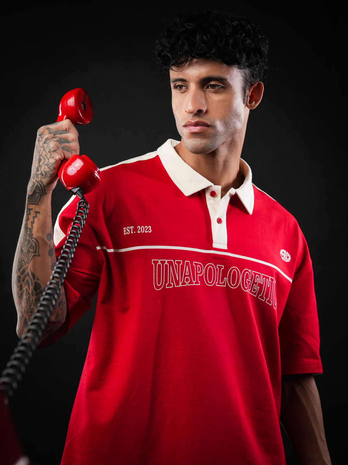 Red Unapologetic Cotton Oversized Polo Tshirt for Men & Women