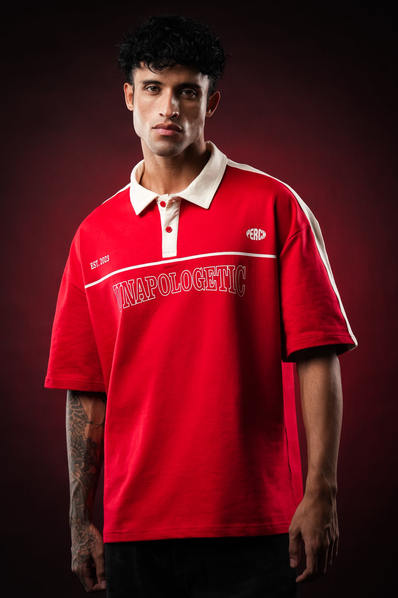 Red Unapologetic Oversized Polo Tshirt