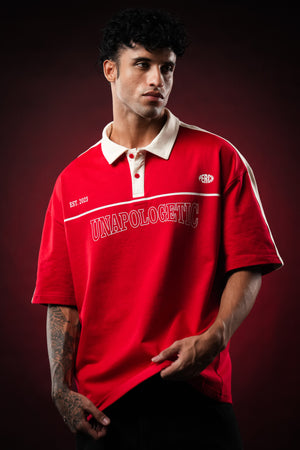 Red Unapologetic Oversized Polo Tshirt