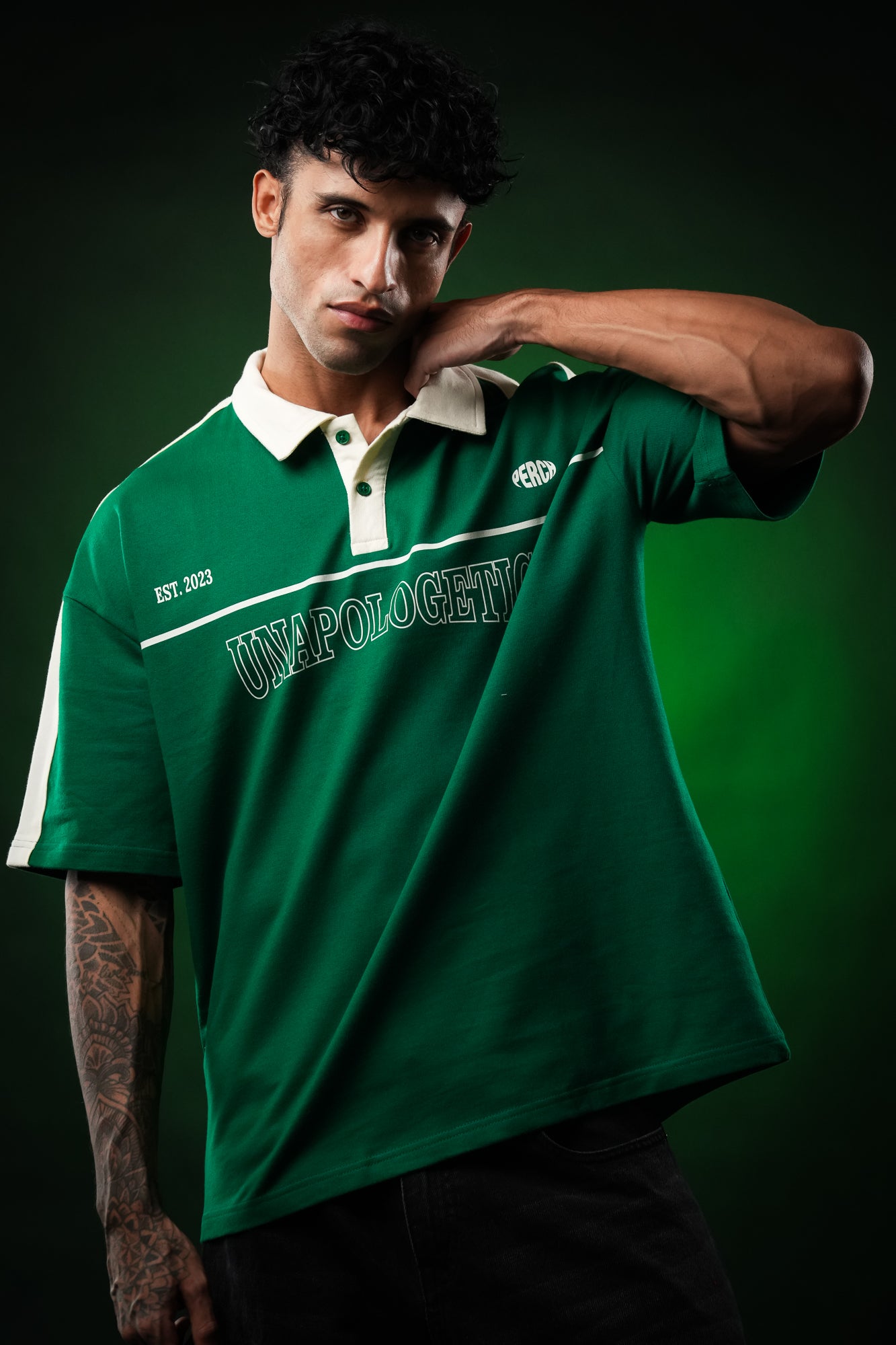 Forest Green Unapologetic Oversized Polo Tshirt