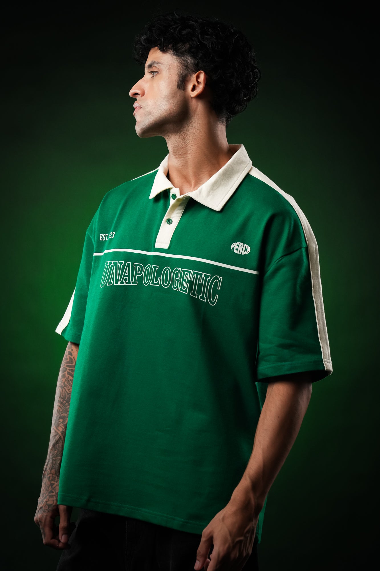 Forest Green Unapologetic Oversized Polo Tshirt