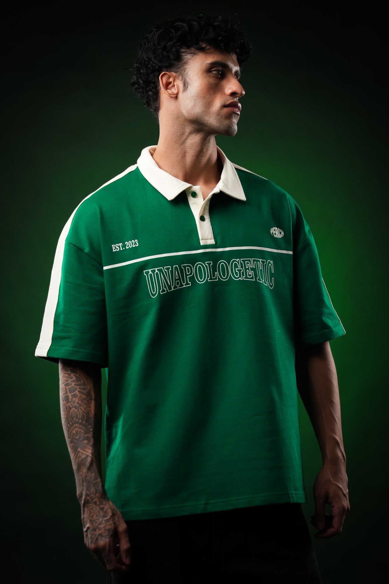 Forest Green Unapologetic Oversized Polo Tshirt