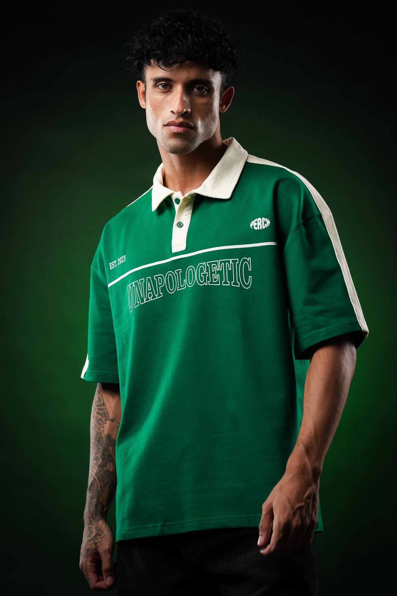 Forest Green Unapologetic Oversized Polo Tshirt