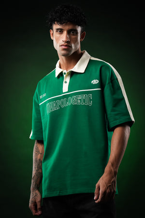 Forest Green Unapologetic Cotton Oversized Polo Tshirt for Men & Women